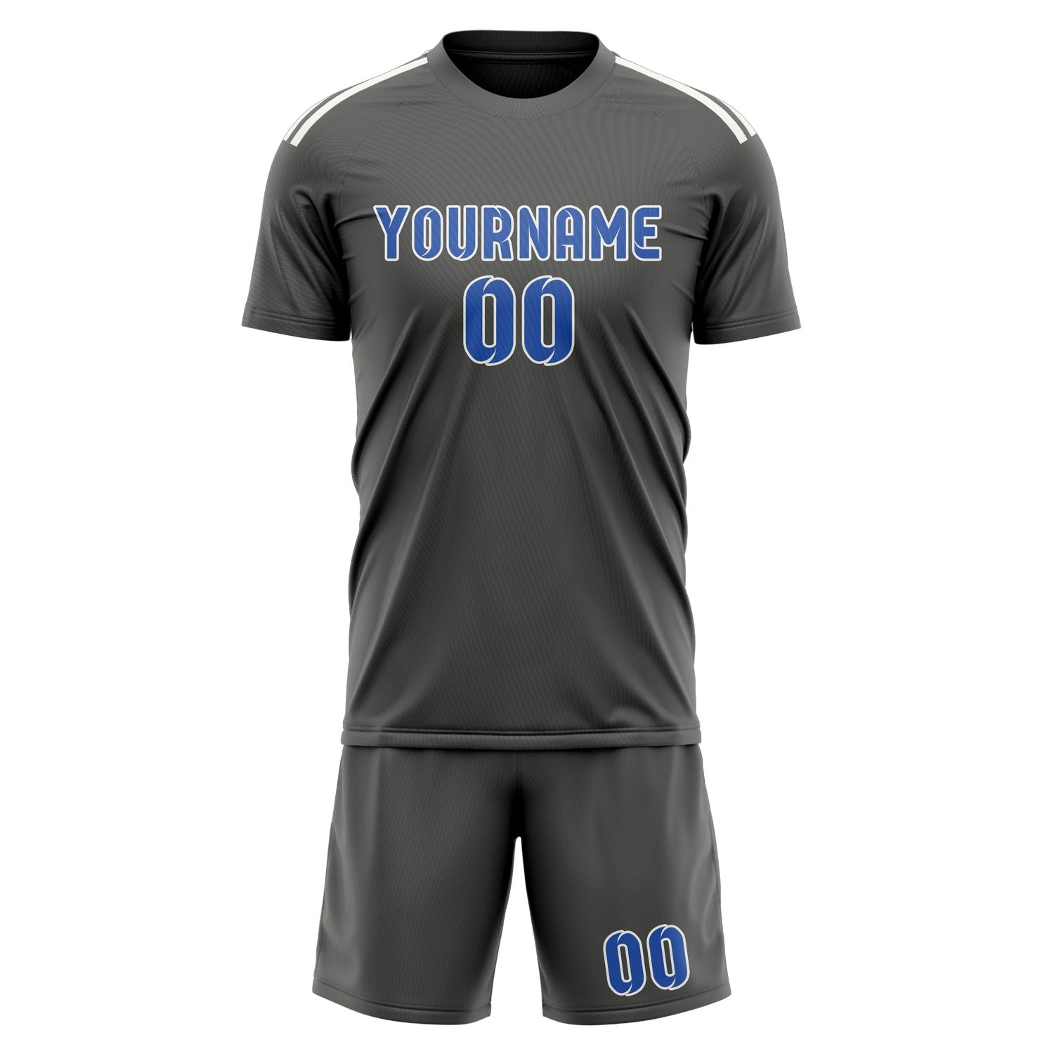 Maßgeschneidertes Professionelles Dunkelgrau Himmelblau Fußballtrikot-Set