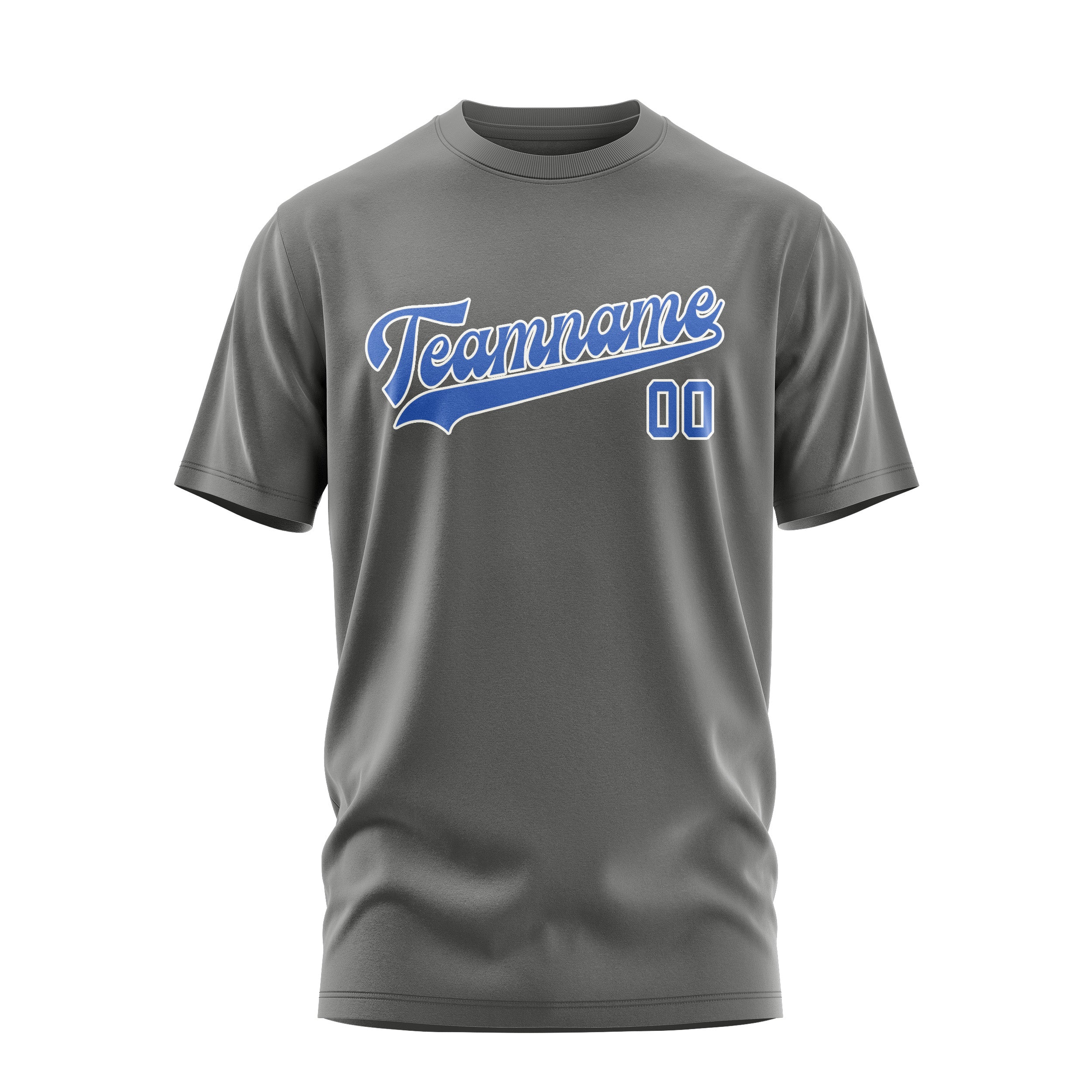 Maßgeschneidertes Dunkelgrau Himmelblau T-Shirt