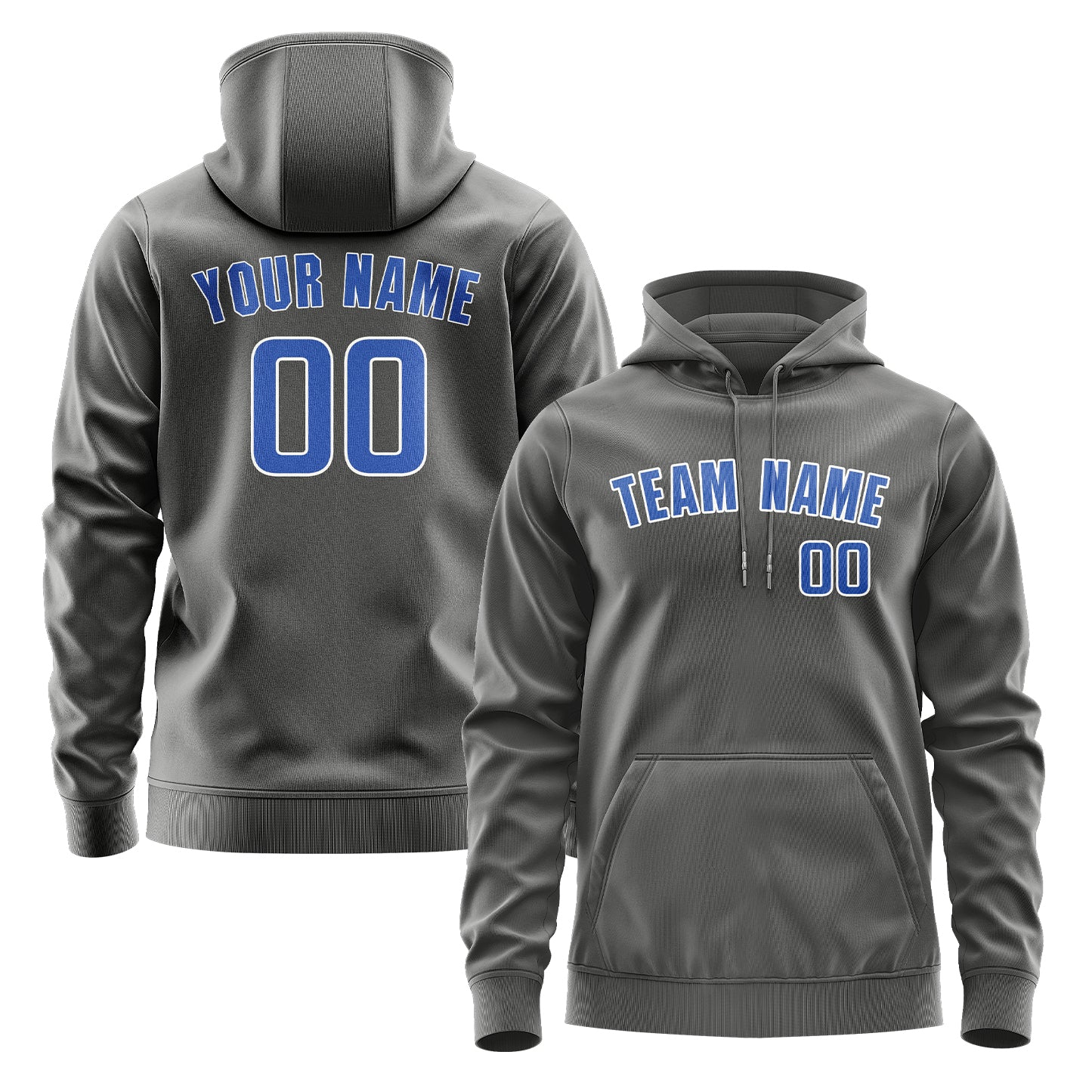 Maßgeschneidertes Dunkelgrau Himmelblau Hoodie
