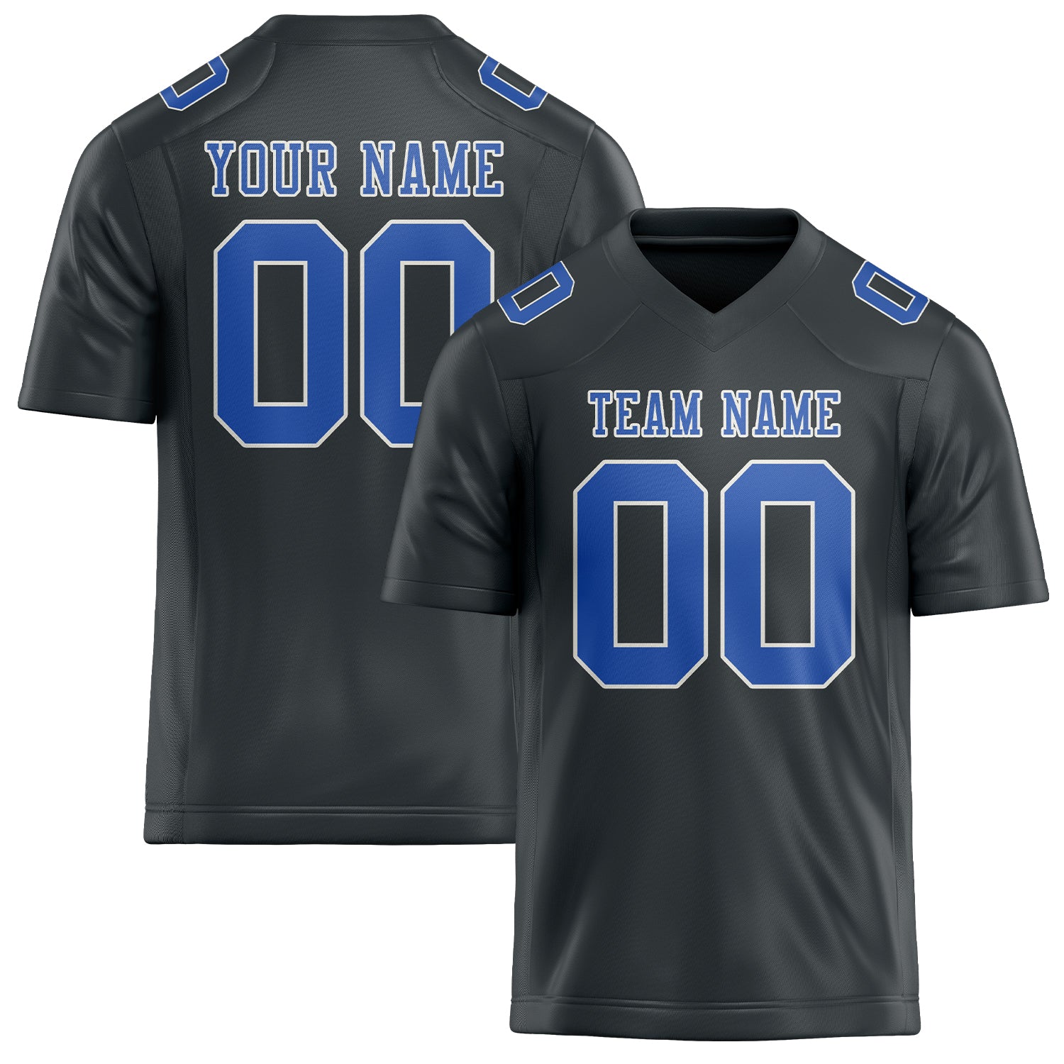 Maßgeschneidertes Professionelles Dunkelgrau Himmelblau Rugbytrikot