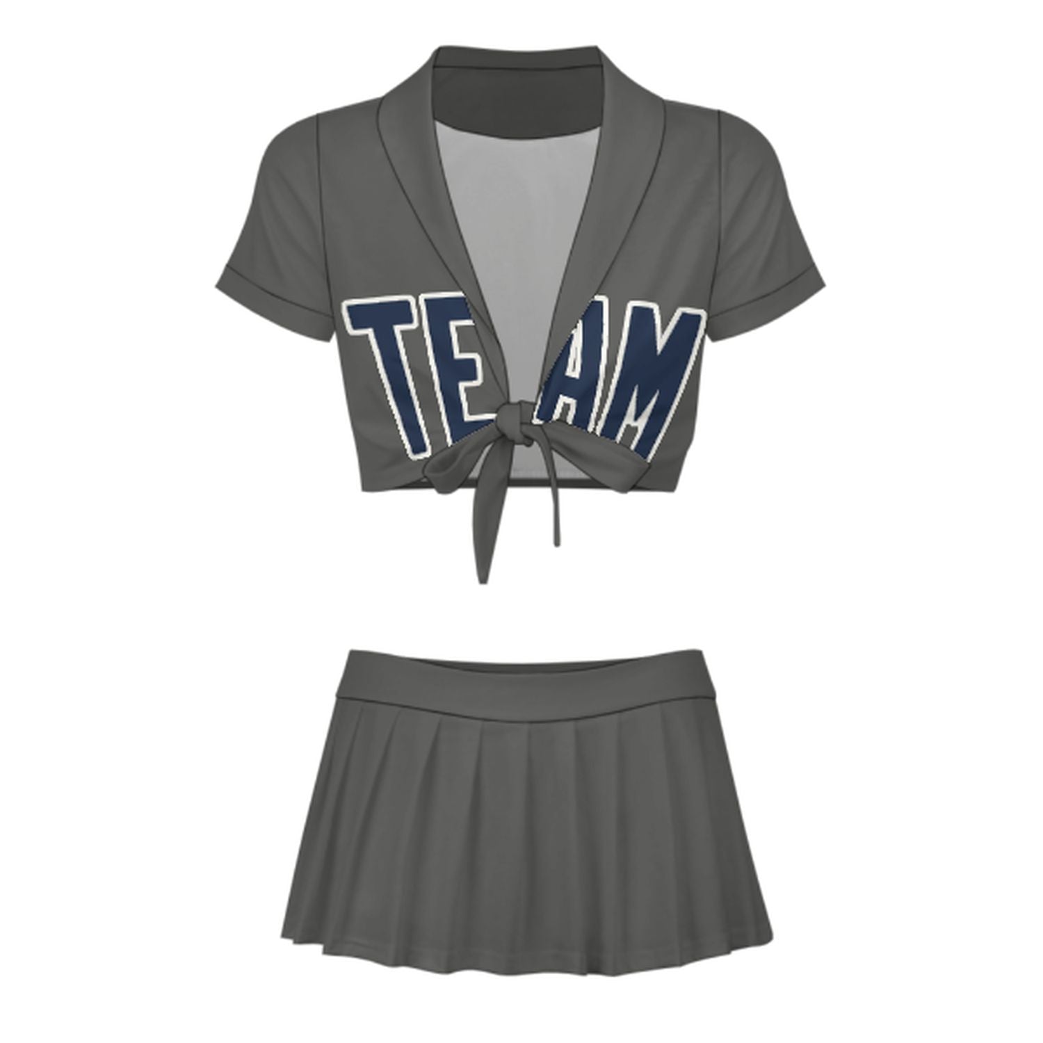 Maßgeschneidertes Dunkelgrau Marineblau Cheerleader Outfit Set