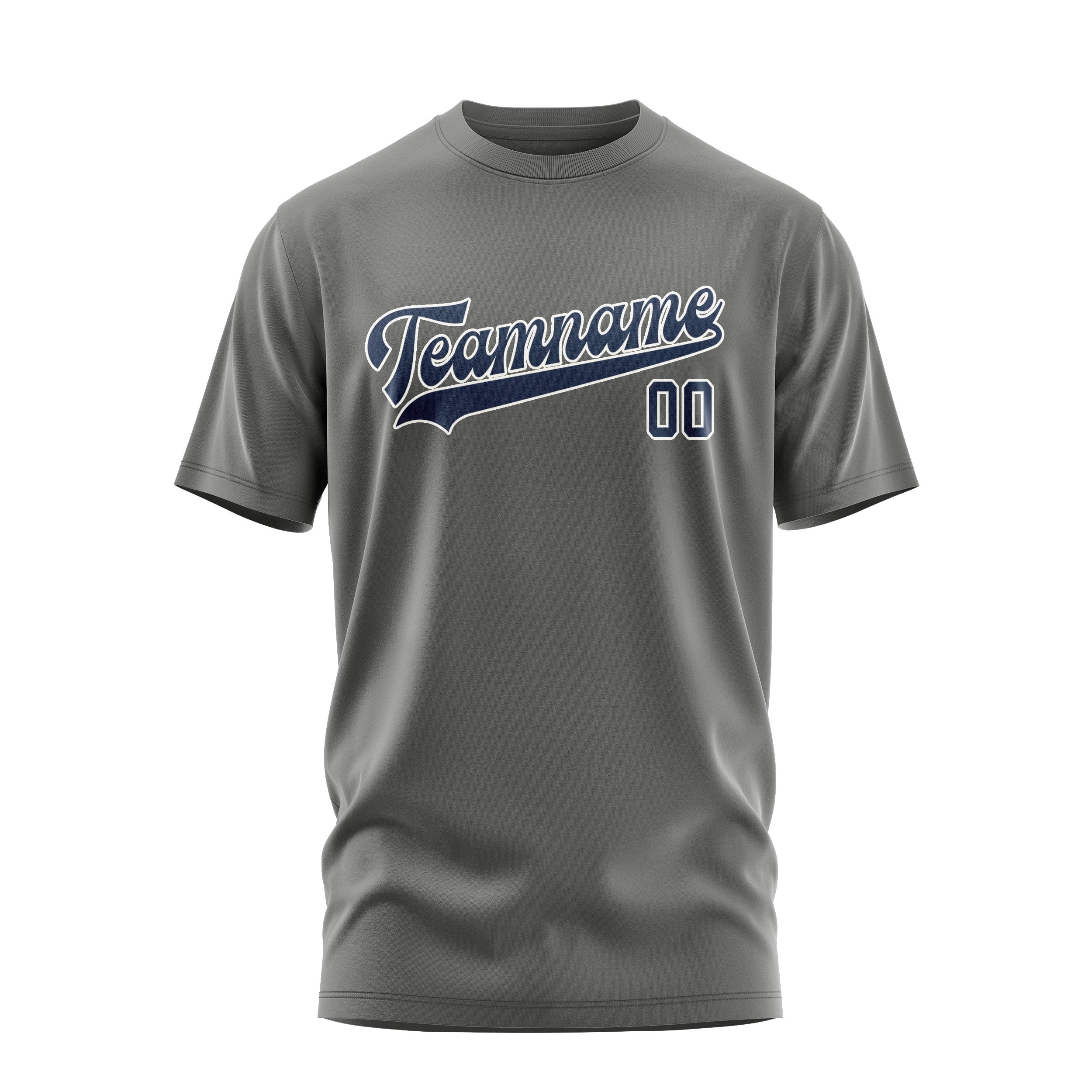 Maßgeschneidertes Dunkelgrau Marineblau T-Shirt