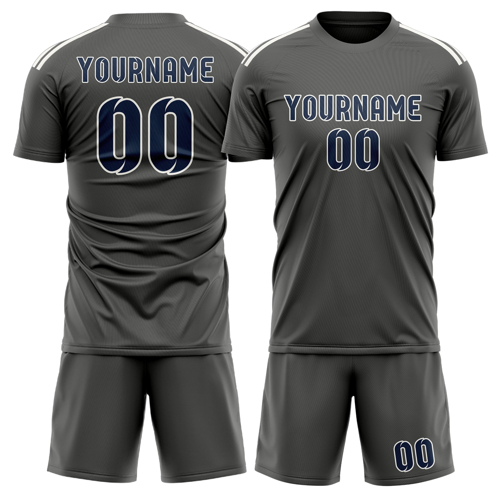 Maßgeschneidertes Professionelles Dunkelgrau Marineblau Fußballtrikot-Set