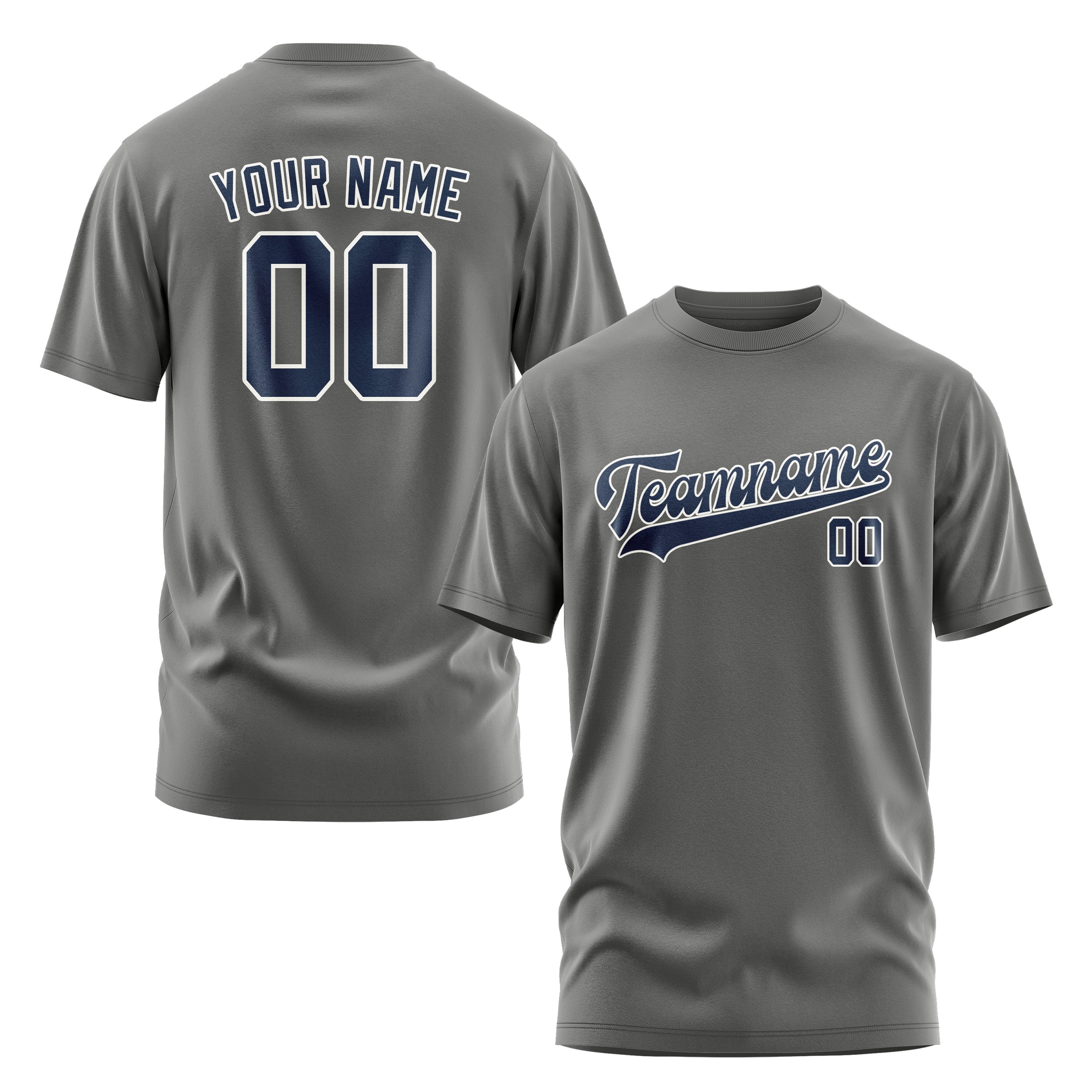 Maßgeschneidertes Dunkelgrau Marineblau T-Shirt