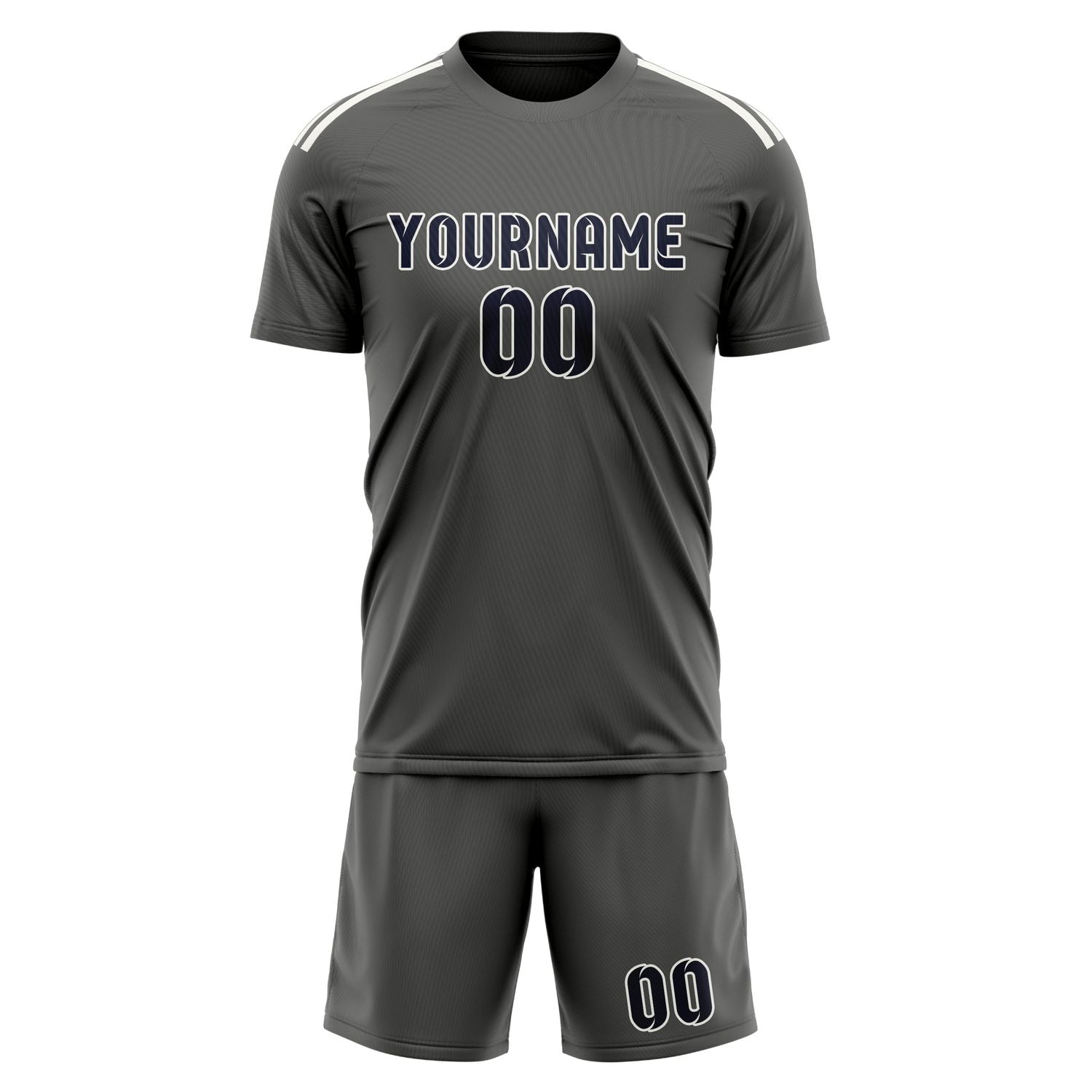Maßgeschneidertes Professionelles Dunkelgrau Stahlblau Fußballtrikot-Set
