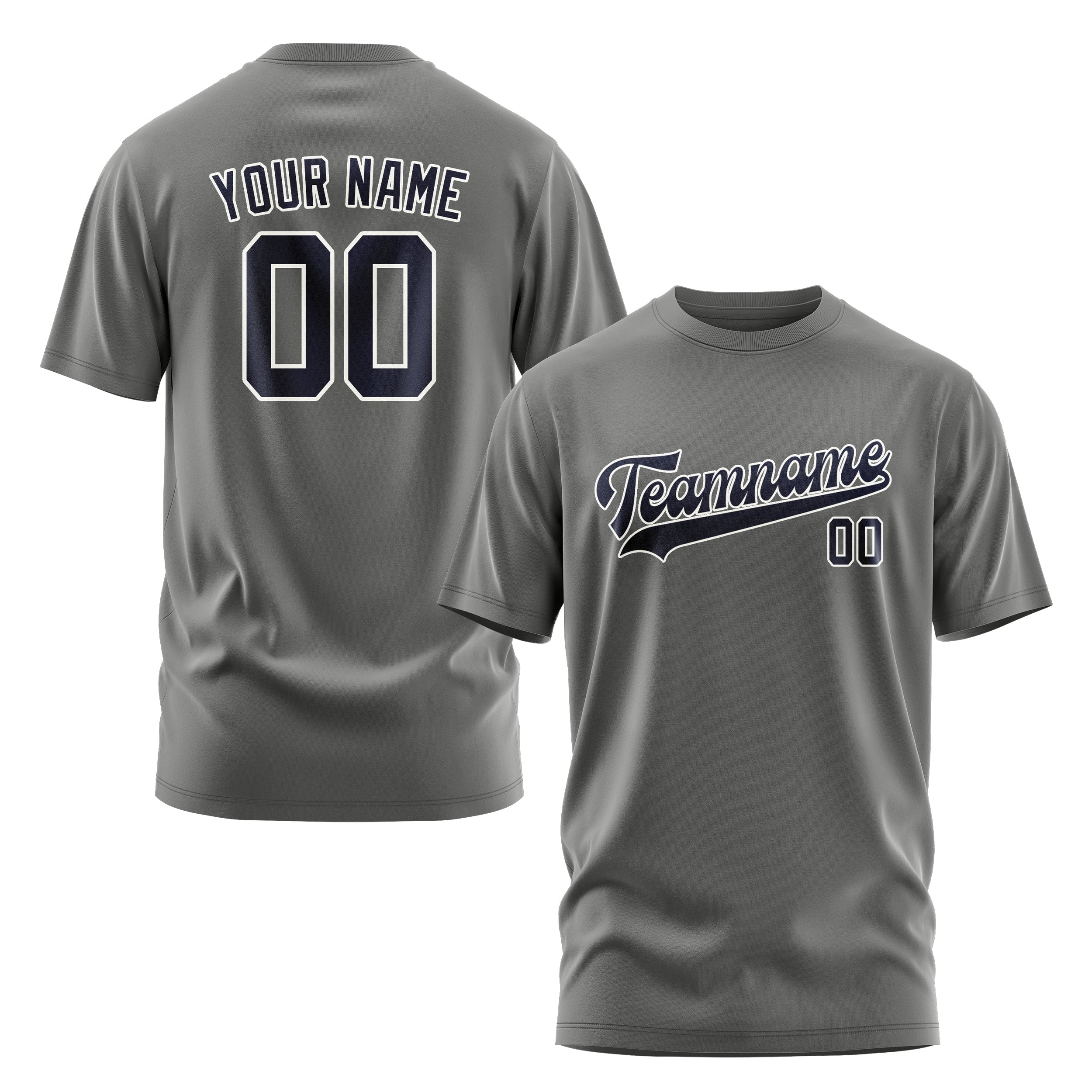 Maßgeschneidertes Dunkelgrau Stahlblau T-Shirt