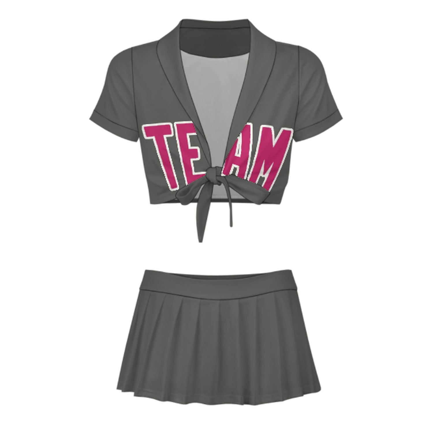 Maßgeschneidertes Dunkelgrau Rosarot Cheerleader Outfit Set