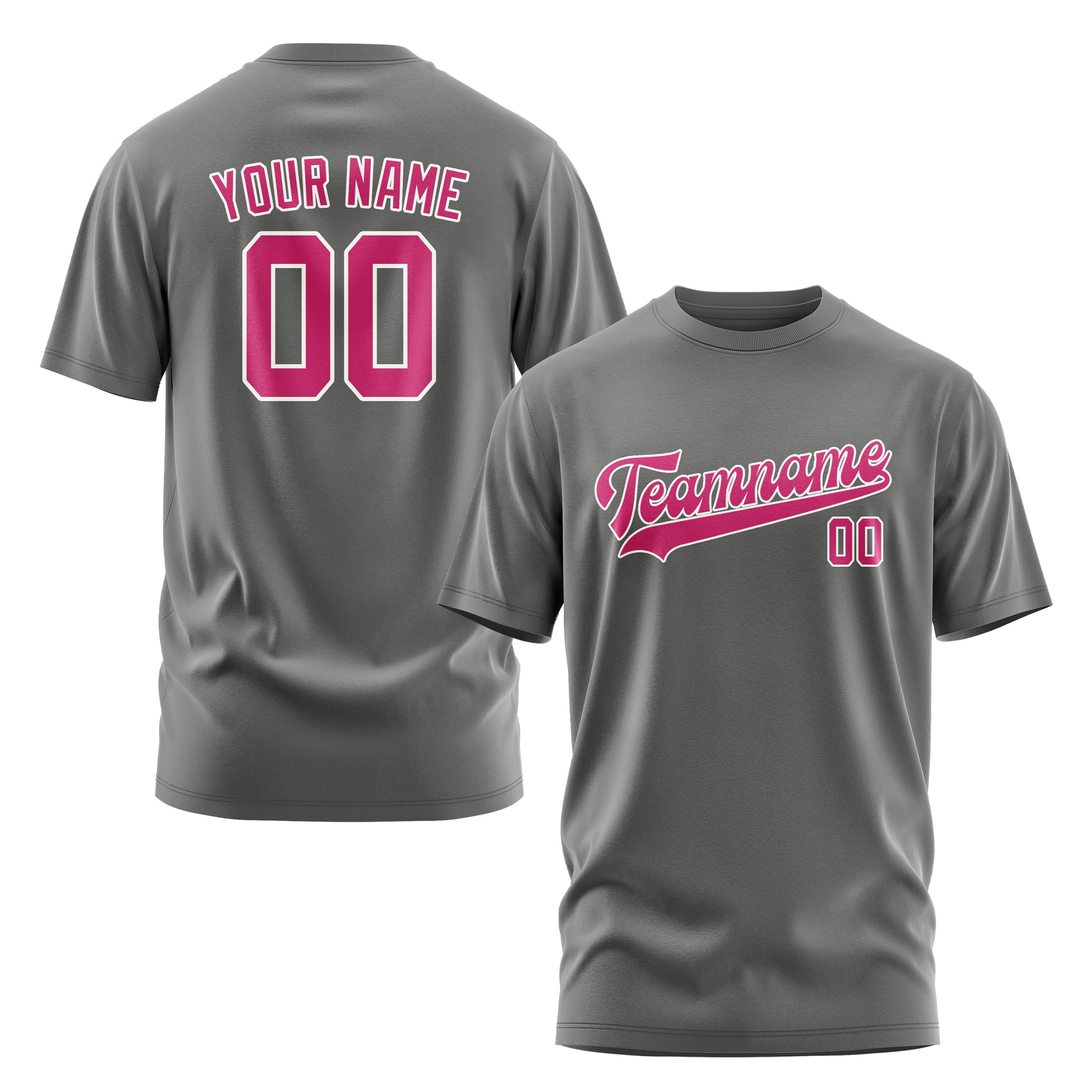 Maßgeschneidertes Dunkelgrau Rosarot T-Shirt