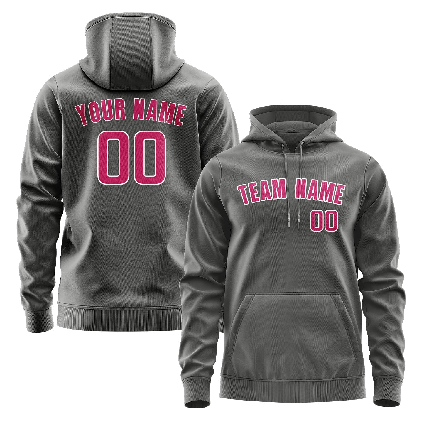Maßgeschneidertes Dunkelgrau Rosarot Hoodie
