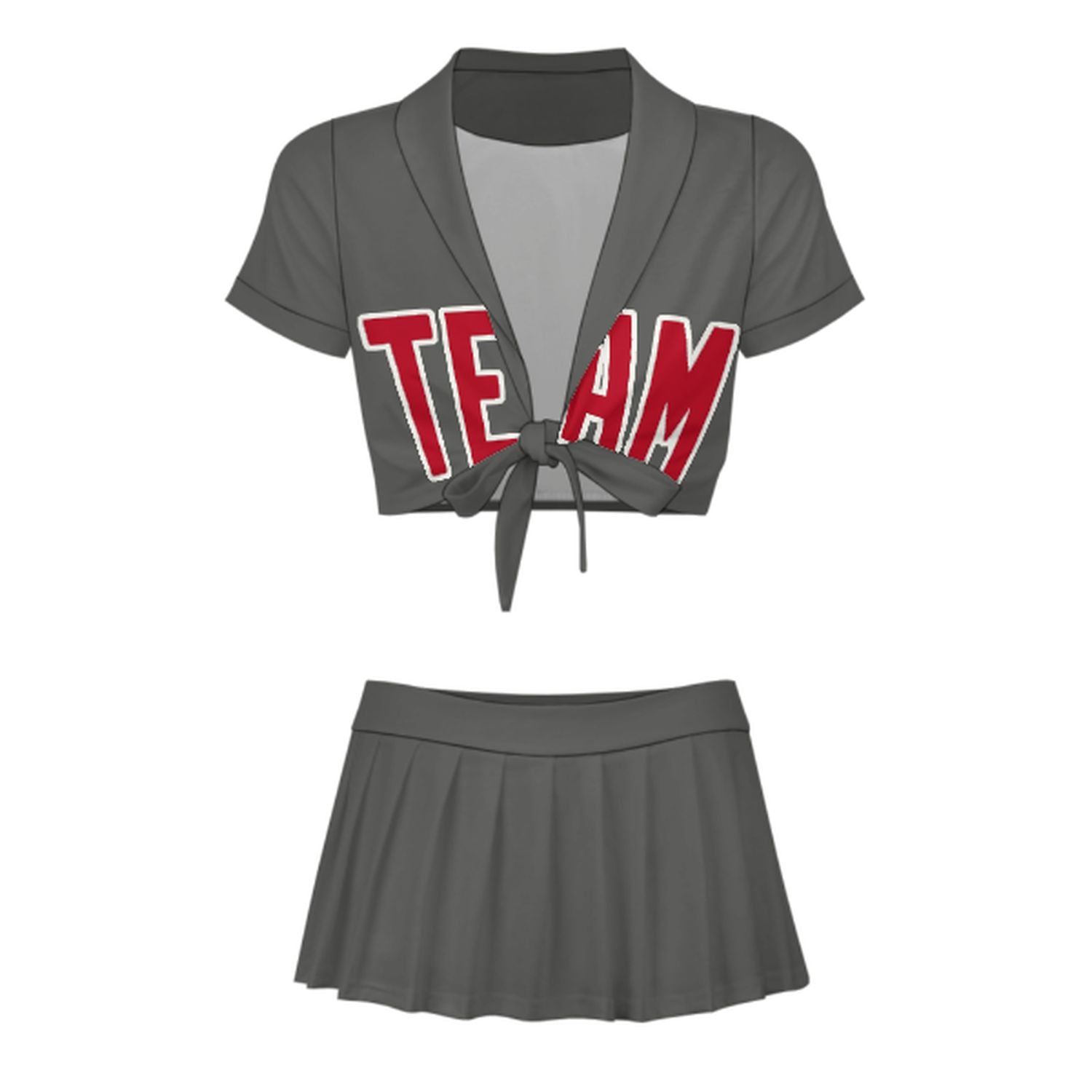 Maßgeschneidertes Dunkelgrau Rot Cheerleader Outfit Set