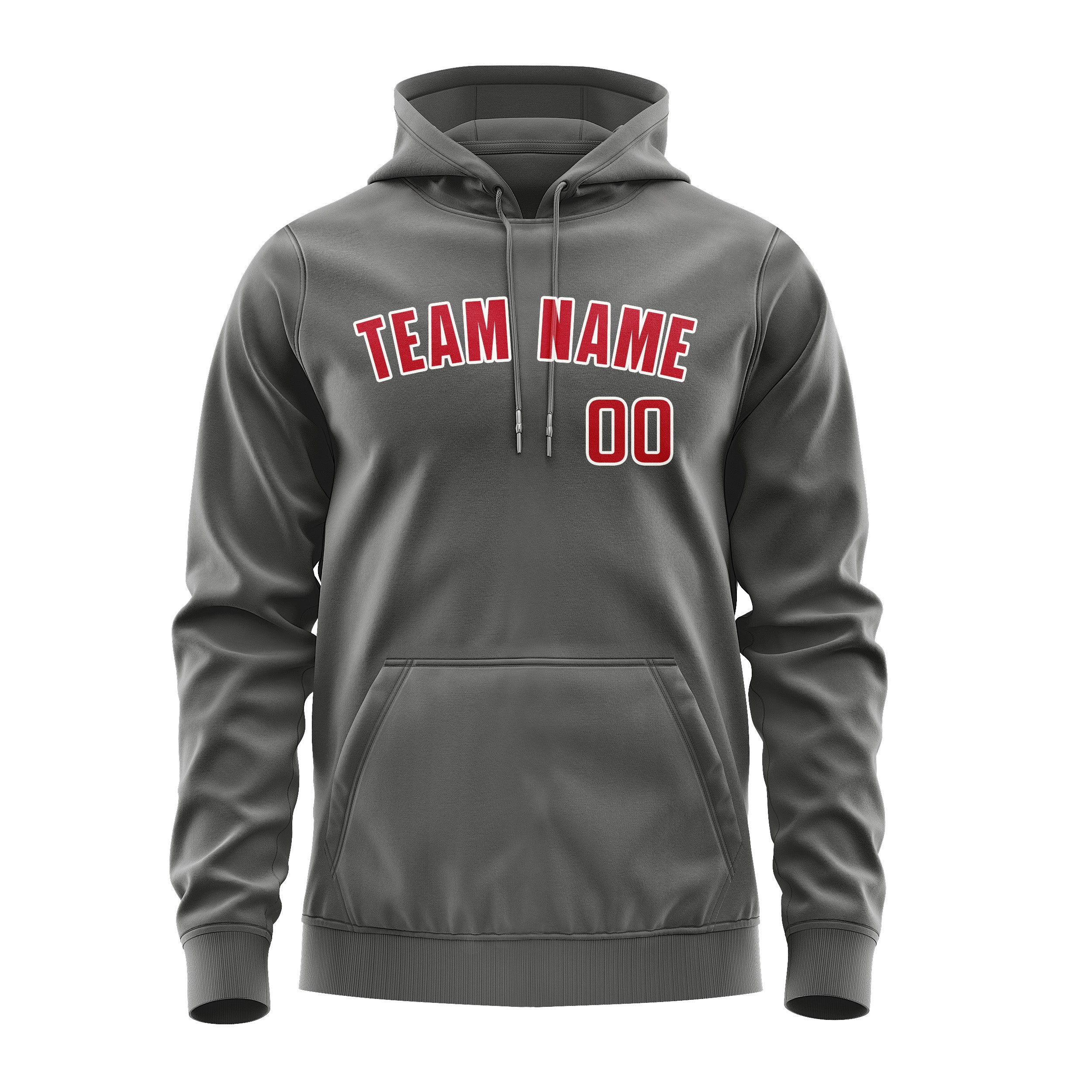 Maßgeschneidertes Dunkelgrau Rot Hoodie