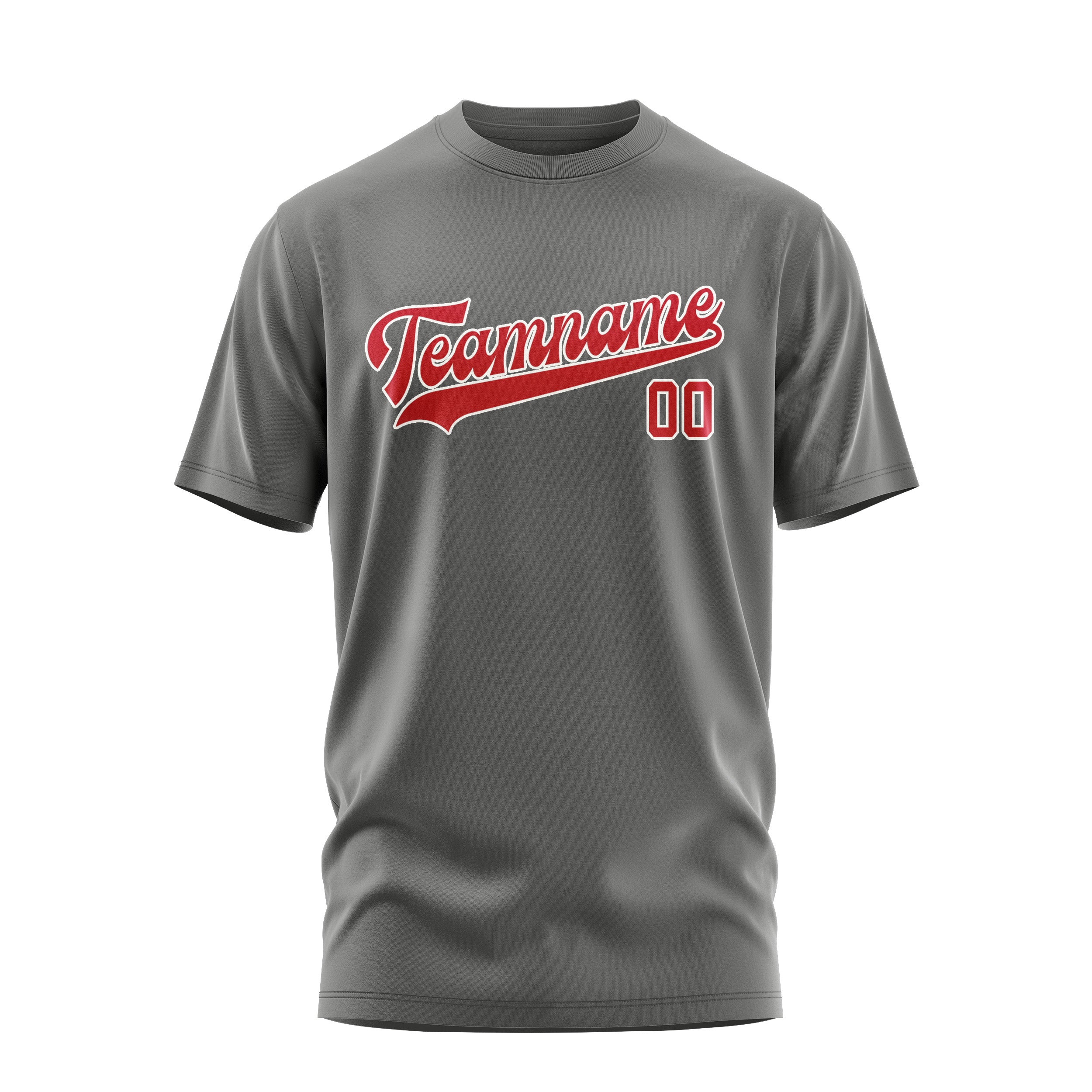 Maßgeschneidertes Dunkelgrau Rot T-Shirt