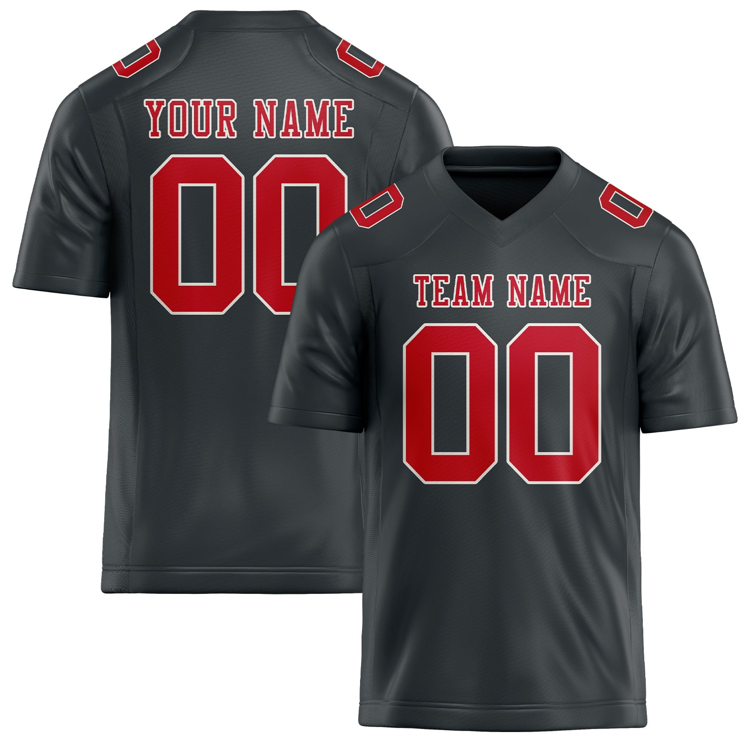 Maßgeschneidertes Professionelles Dunkelgrau Rot Rugbytrikot