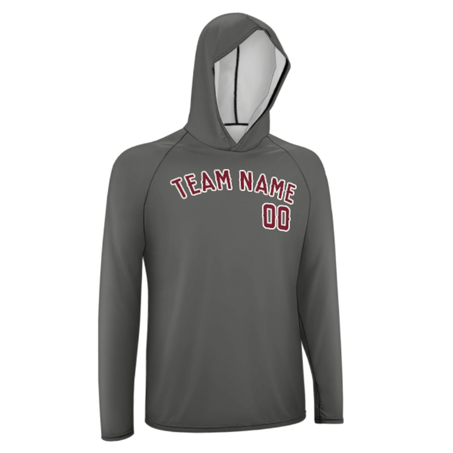 Maßgeschneidertes Dunkelgrau Karmesinrot UV-Hoodie
