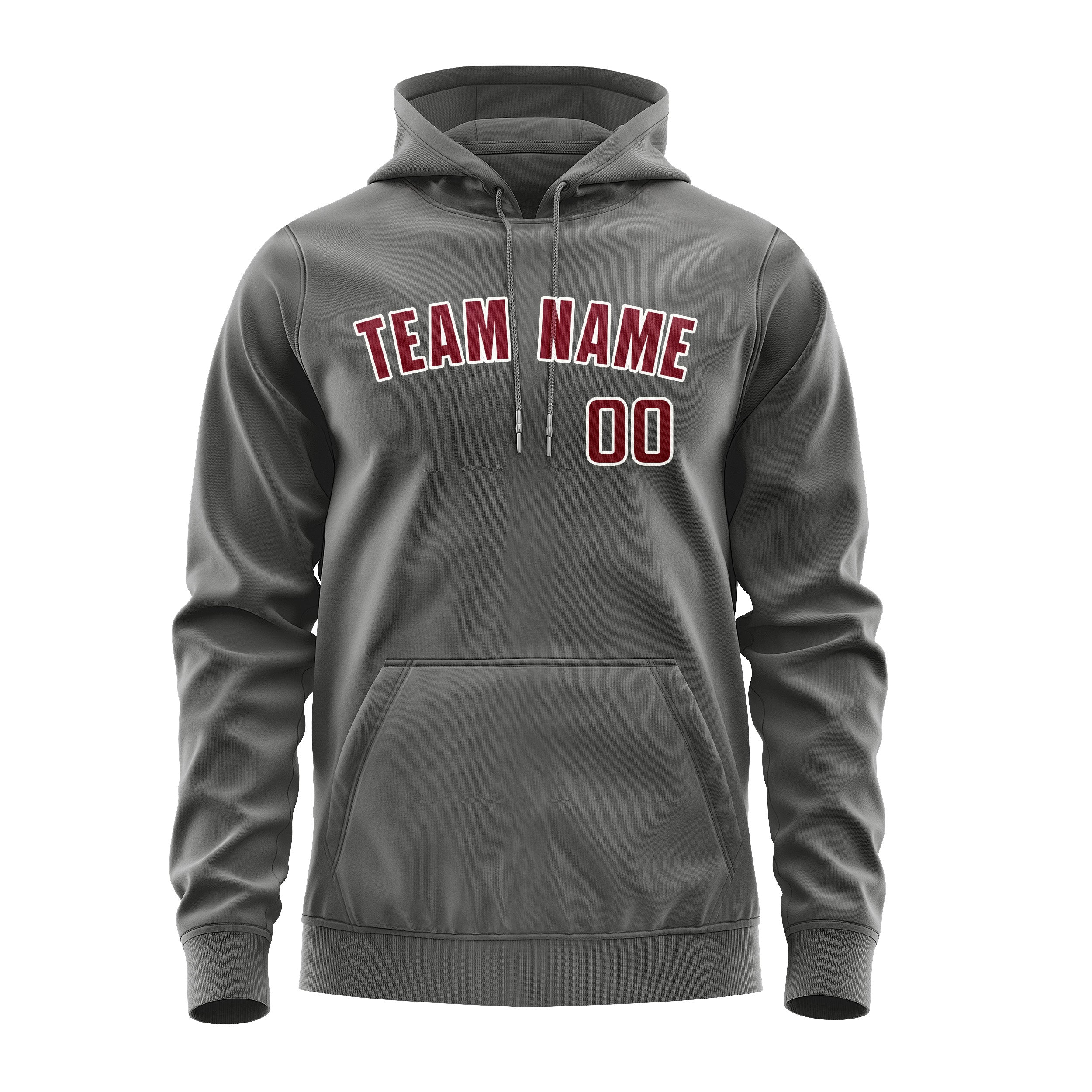 Maßgeschneidertes Dunkelgrau Karmesinrot Hoodie