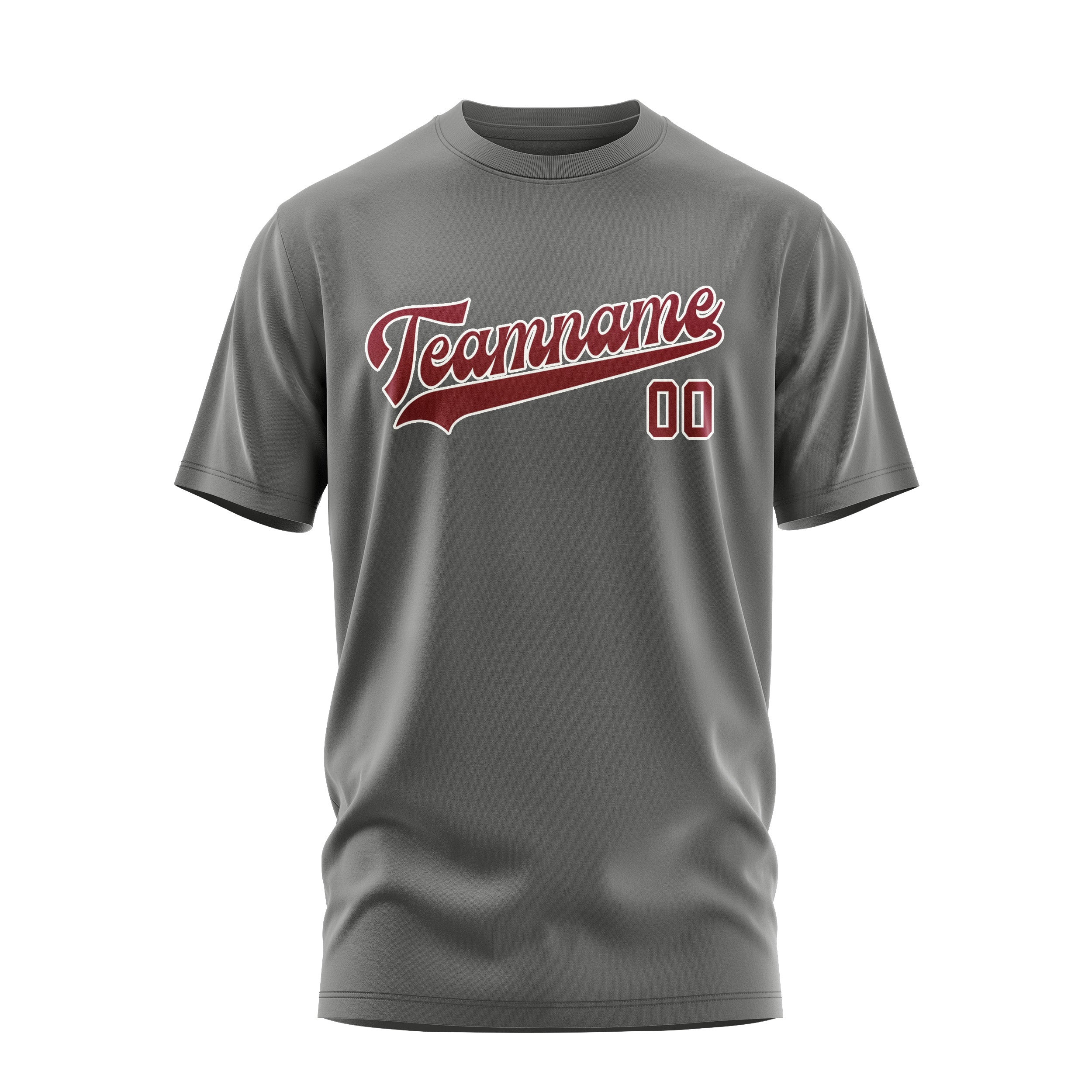 Maßgeschneidertes Dunkelgrau Karmesinrot T-Shirt
