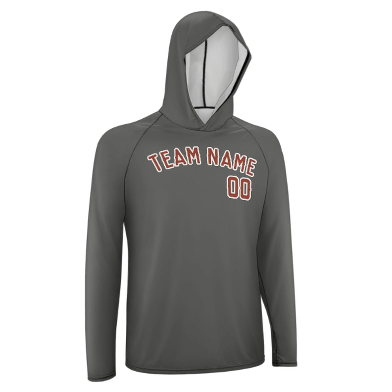Maßgeschneidertes Dunkelgrau Korallenrot UV-Hoodie