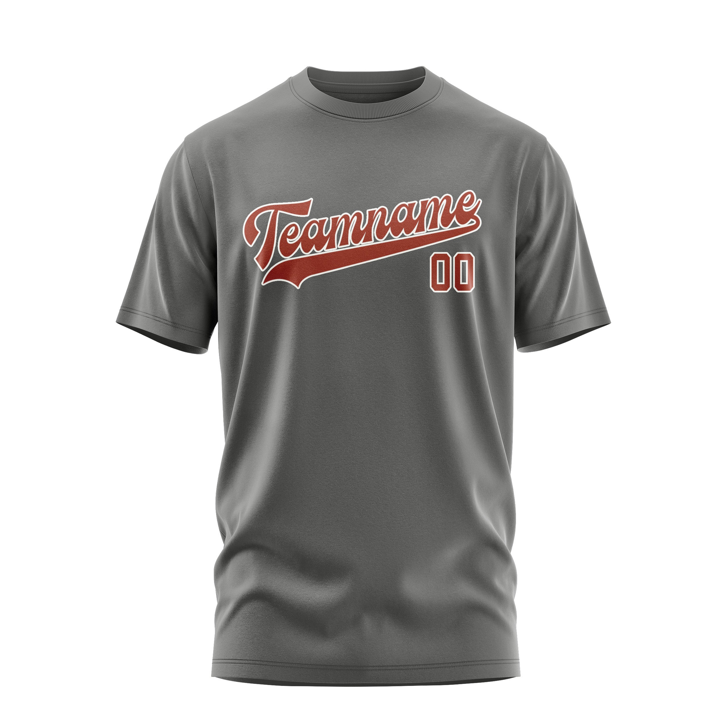 Maßgeschneidertes Dunkelgrau Korallenrot T-Shirt