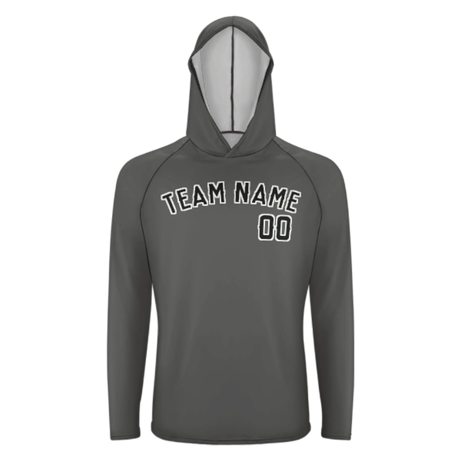 Maßgeschneidertes Dunkelgrau Schwarz UV-Hoodie
