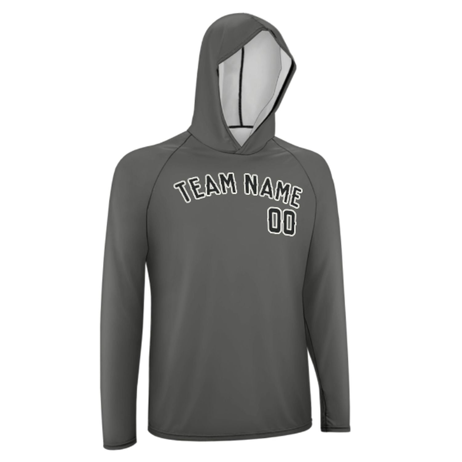 Maßgeschneidertes Dunkelgrau Schwarz UV-Hoodie