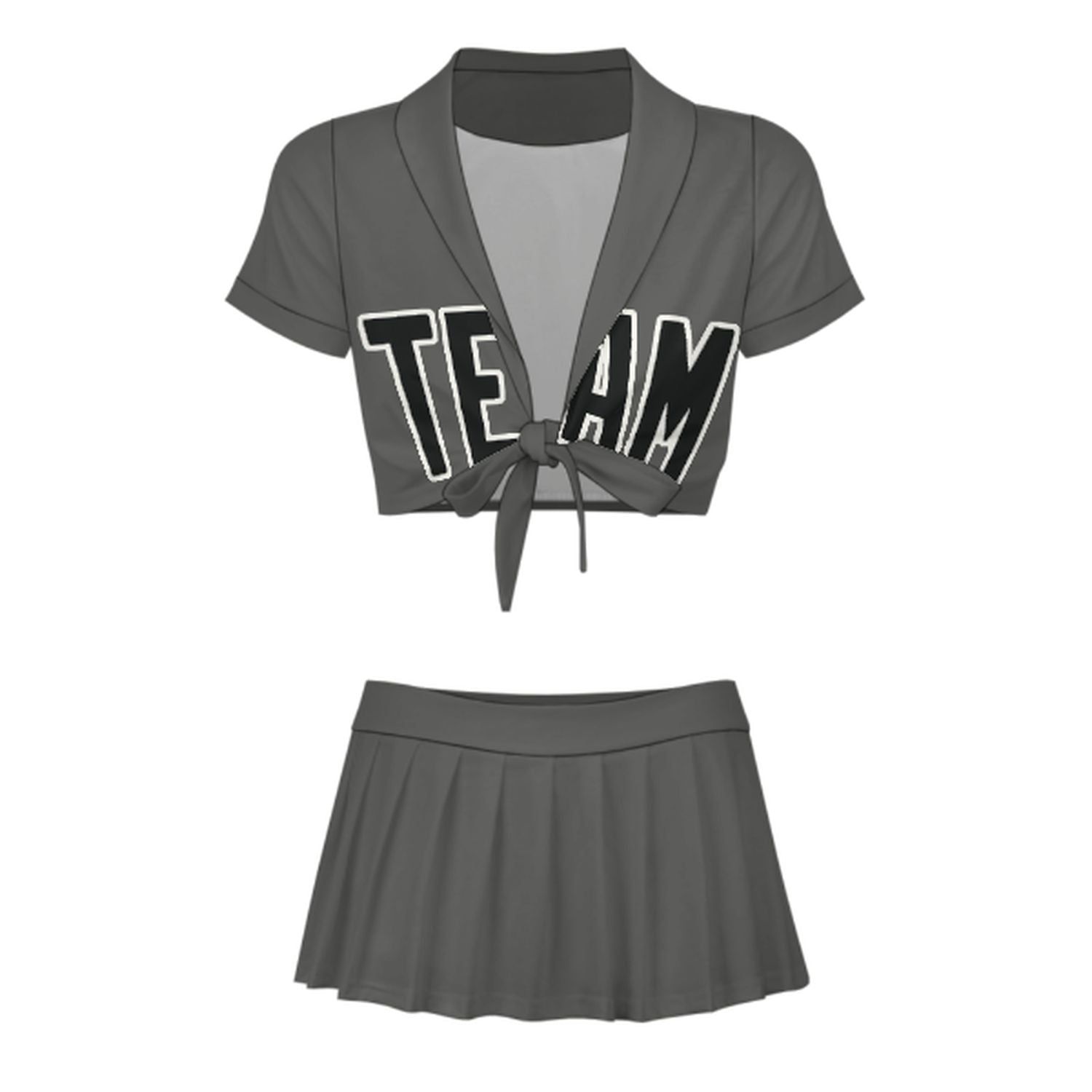 Maßgeschneidertes Dunkelgrau Schwarz Cheerleader Outfit Set
