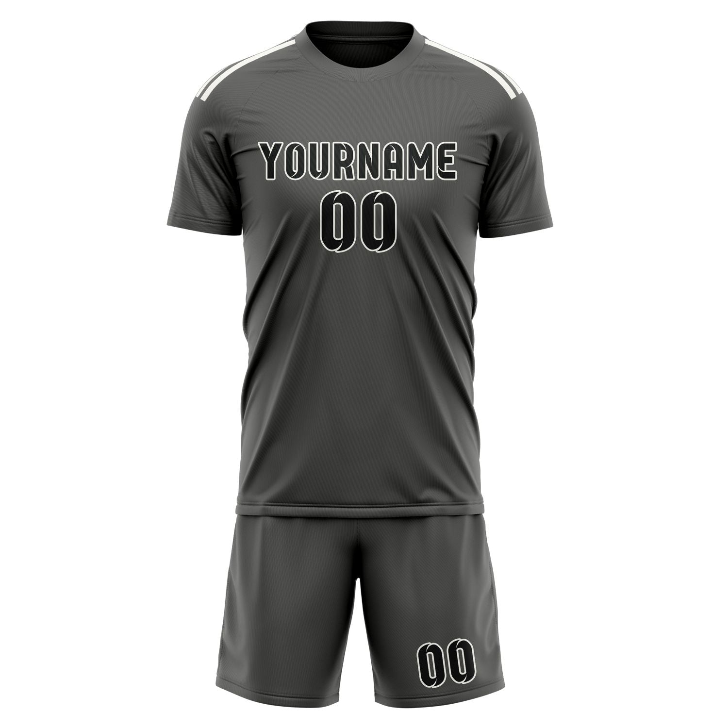 Maßgeschneidertes Professionelles Dunkelgrau Schwarz Fußballtrikot-Set