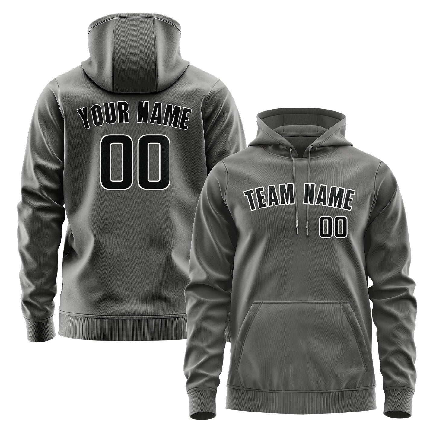 Maßgeschneidertes Dunkelgrau Schwarz Hoodie