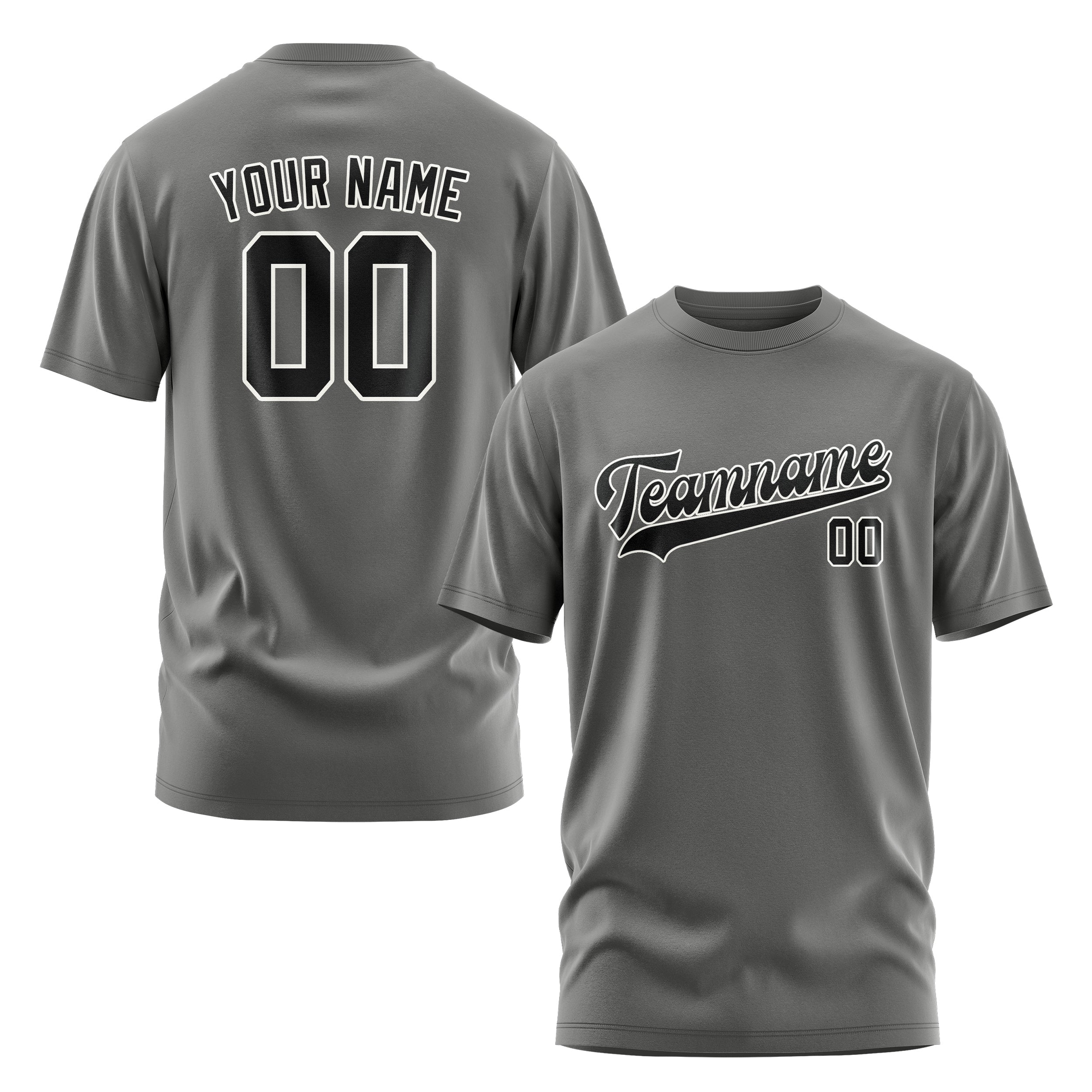 Maßgeschneidertes Dunkelgrau Schwarz T-Shirt