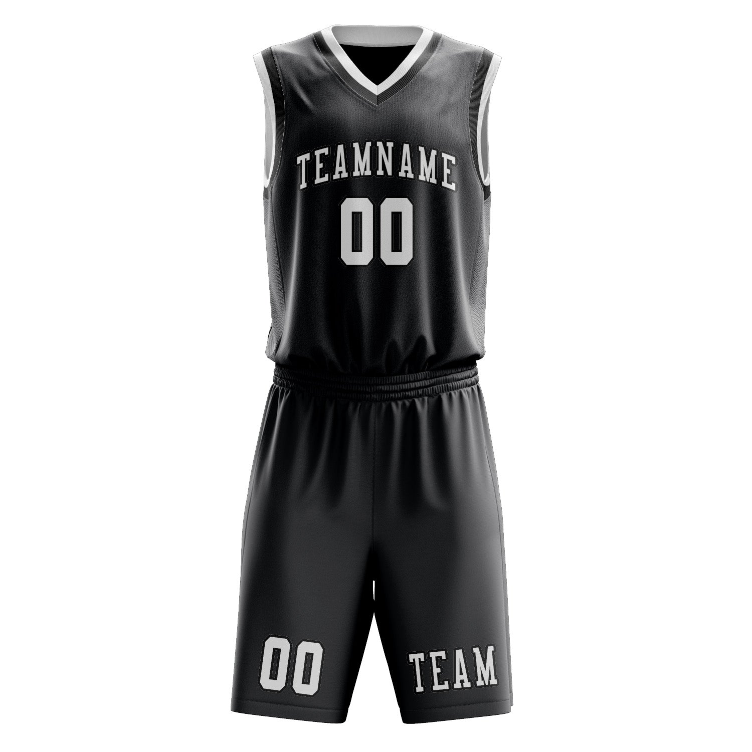 Benutzerdefiniertes Professionelles Dunkelgrau Weiß Basketballtrikot-Set