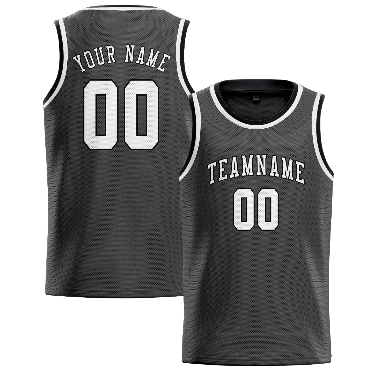 Benutzerdefiniertes Professionelles Dunkelgrau Weiß Basketballtrikot
