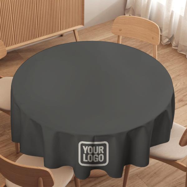 Maßgeschneidertes Dunkelgrau Weiß Runde Tischdecke