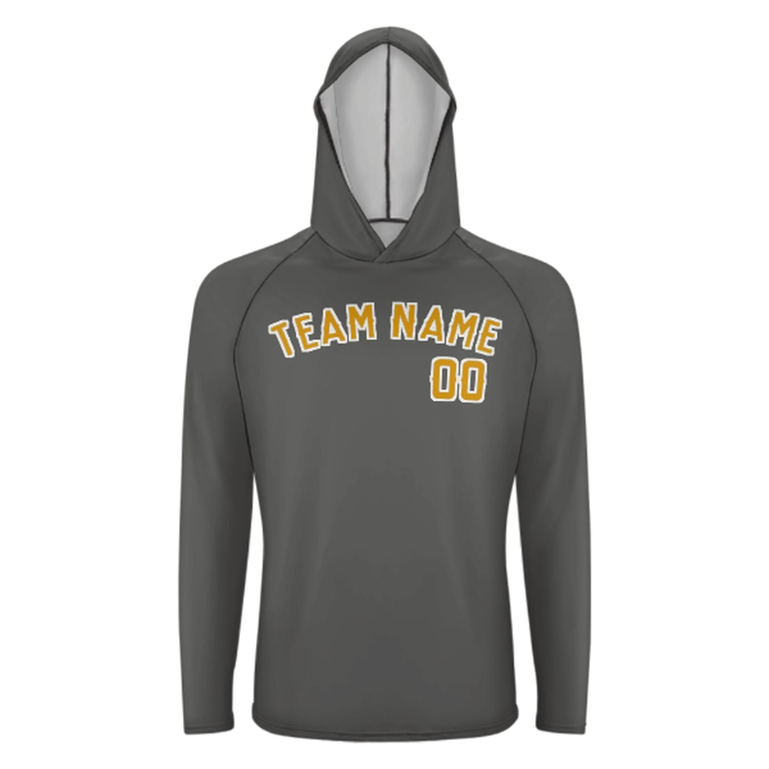 Maßgeschneidertes Dunkelgrau Gelb UV-Hoodie