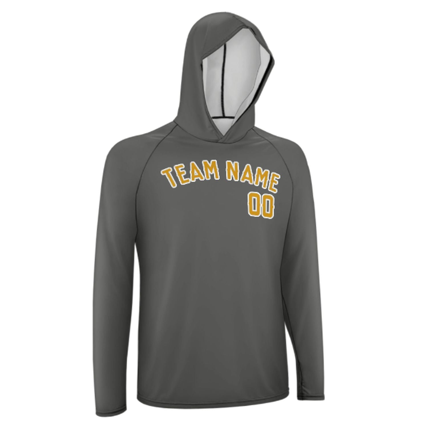 Maßgeschneidertes Dunkelgrau Gelb UV-Hoodie