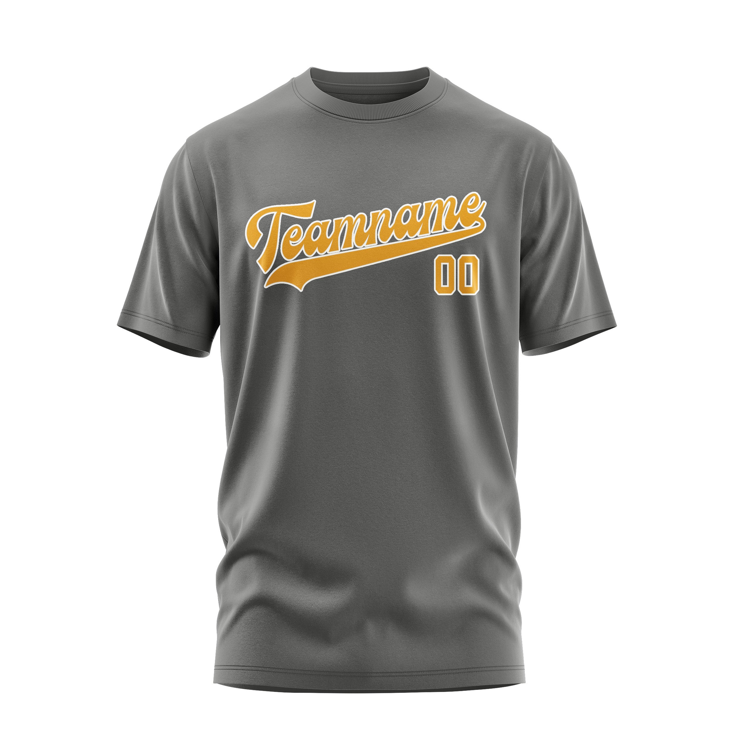 Maßgeschneidertes Dunkelgrau Gelb T-Shirt