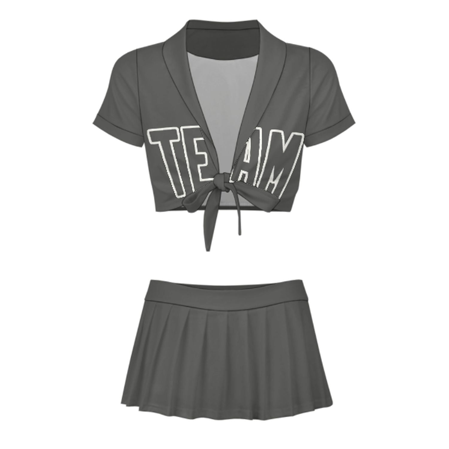 Maßgeschneidertes Dunkelgrau Dunkelgrau Cheerleader Outfit Set