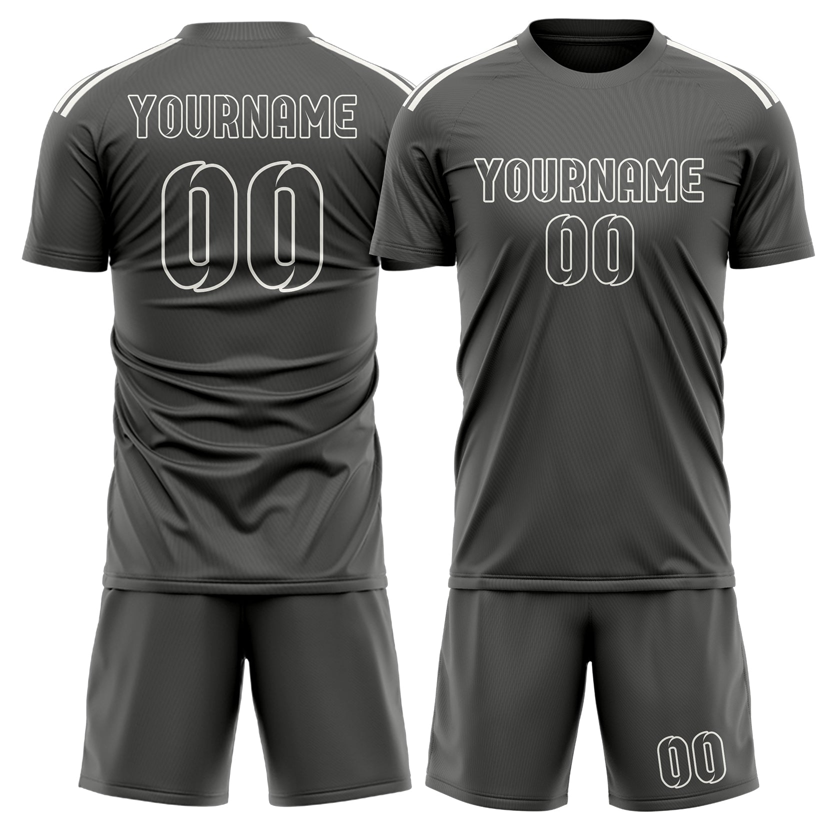 Maßgeschneidertes Professionelles Dunkelgrau Dunkelgrau Fußballtrikot-Set