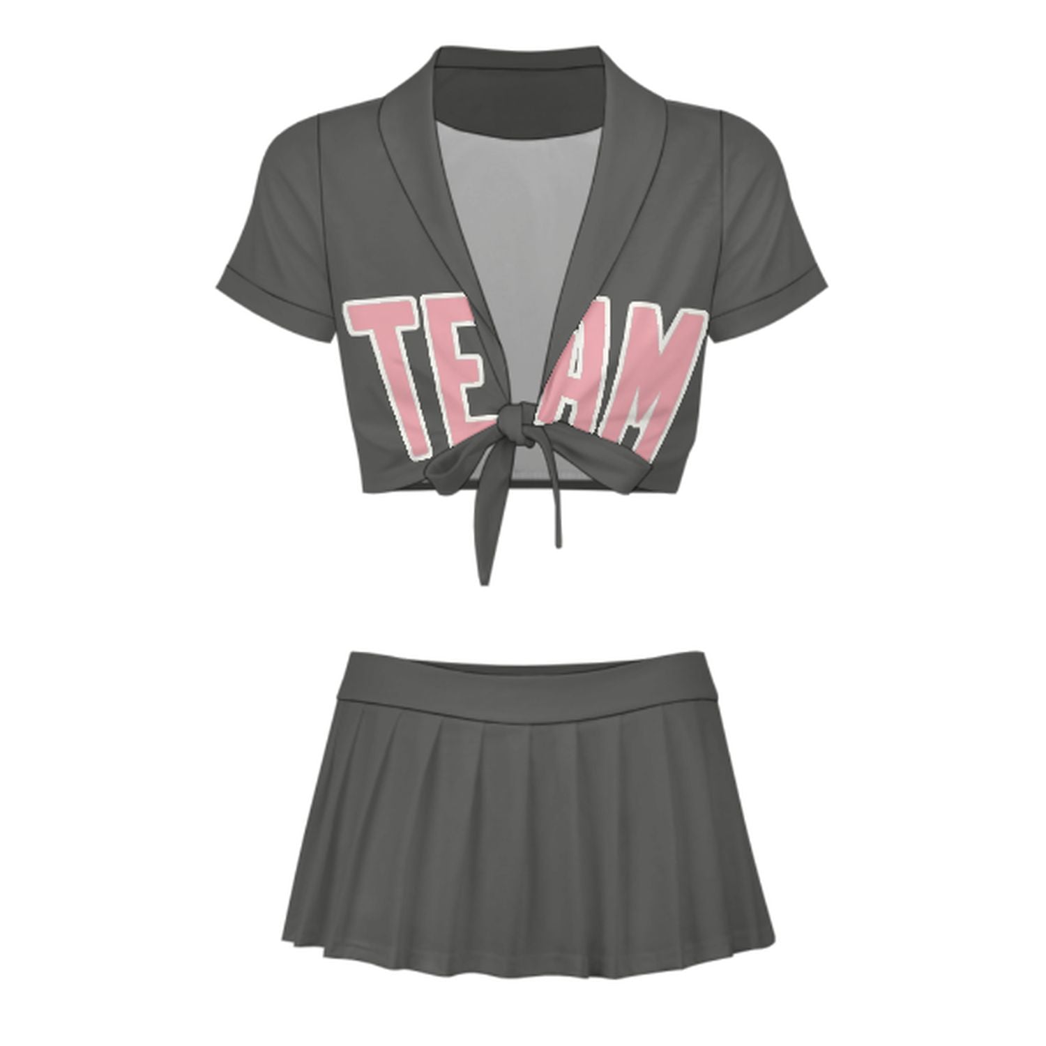 Maßgeschneidertes Dunkelgrau Rosa Cheerleader Outfit Set