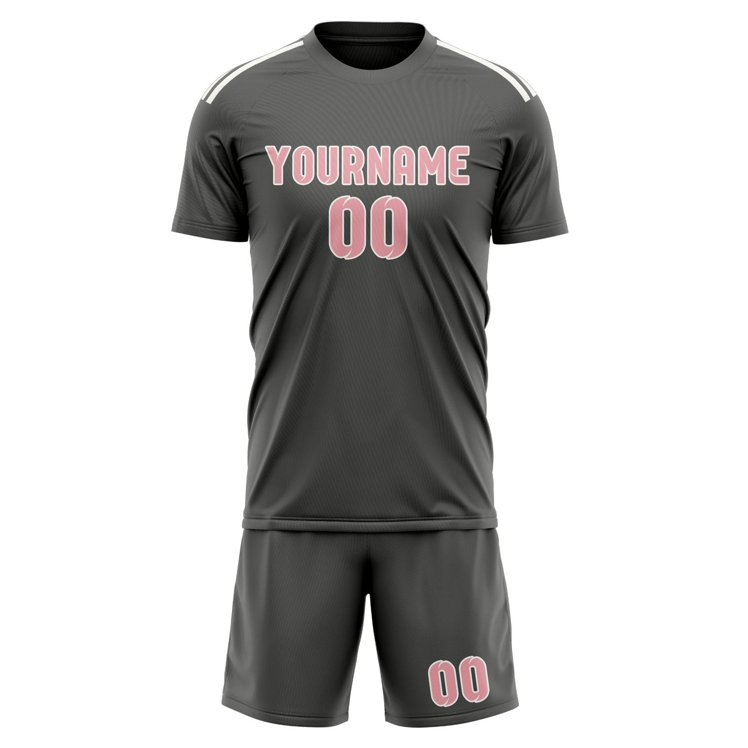 Maßgeschneidertes Professionelles Dunkelgrau Rosa Fußballtrikot-Set