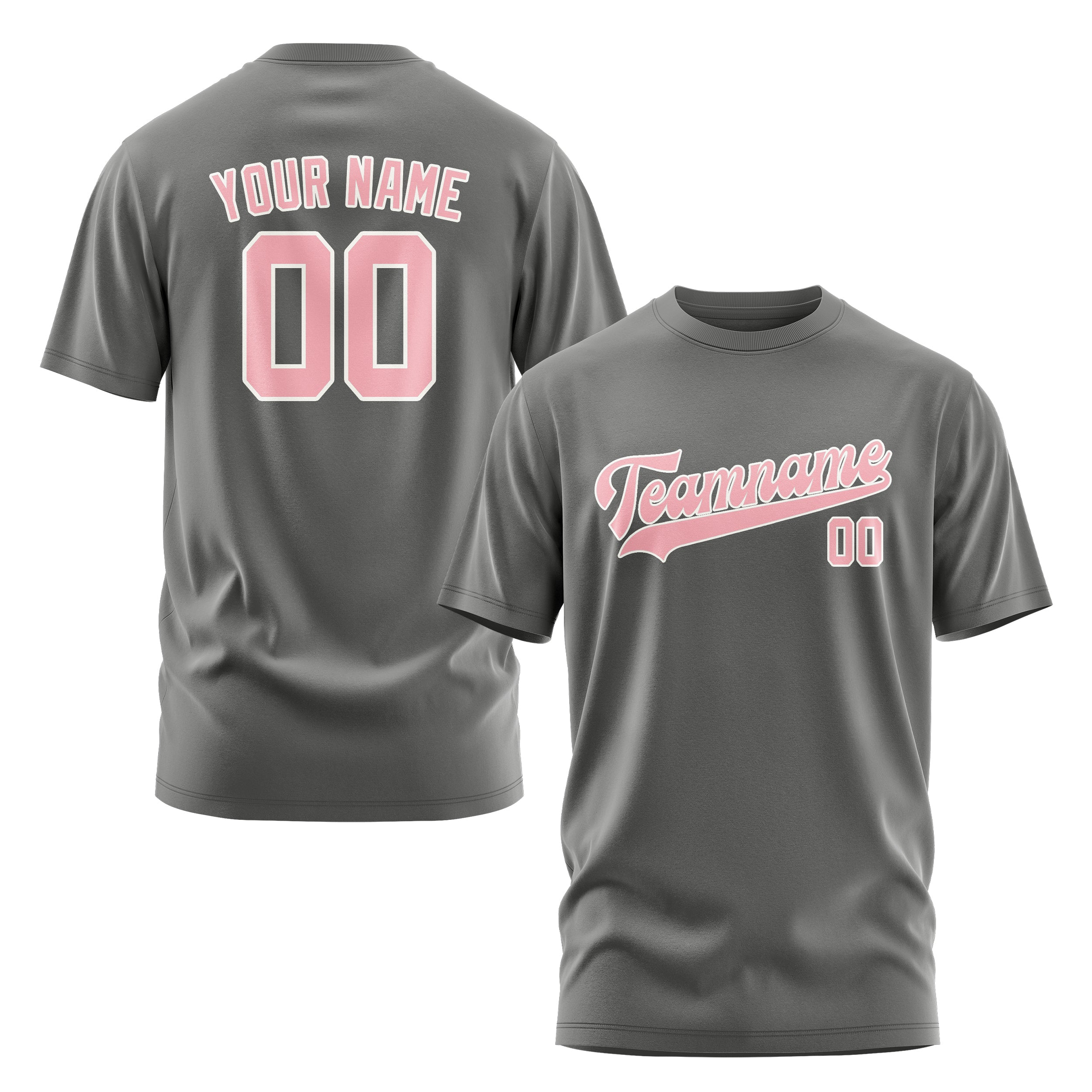 Maßgeschneidertes Dunkelgrau Rosa T-Shirt