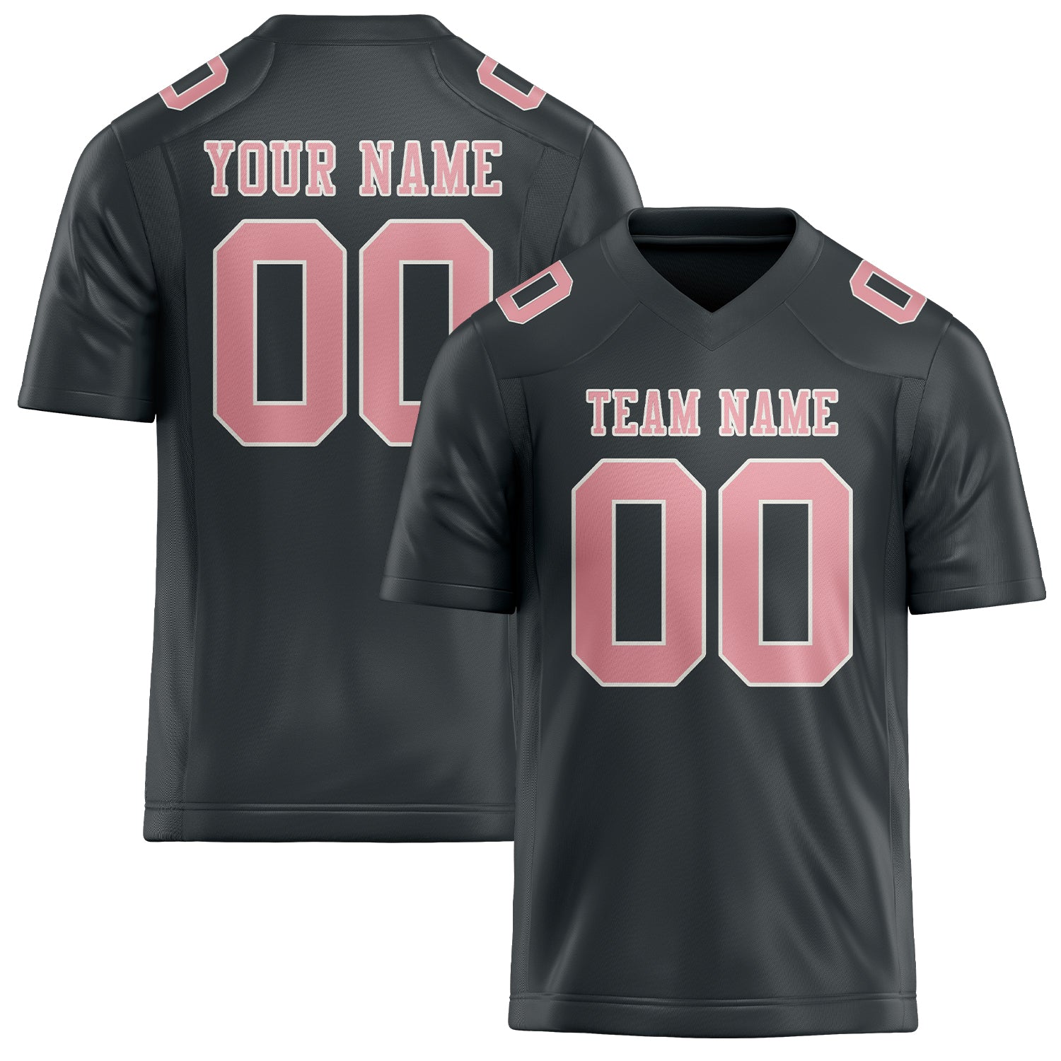 Maßgeschneidertes Professionelles Dunkelgrau Rosa Rugbytrikot