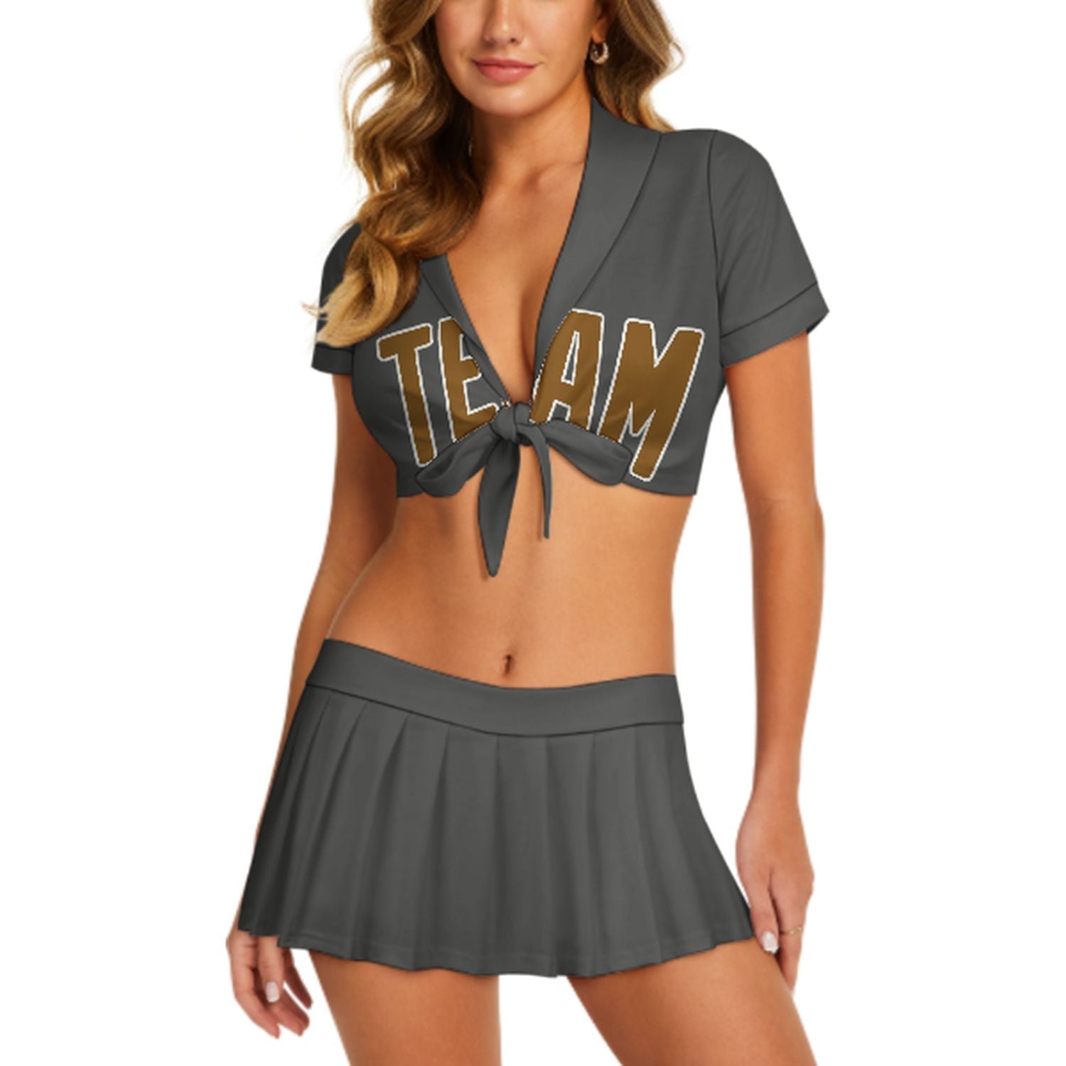 Maßgeschneidertes Dunkelgrau Khaki Cheerleader Outfit Set