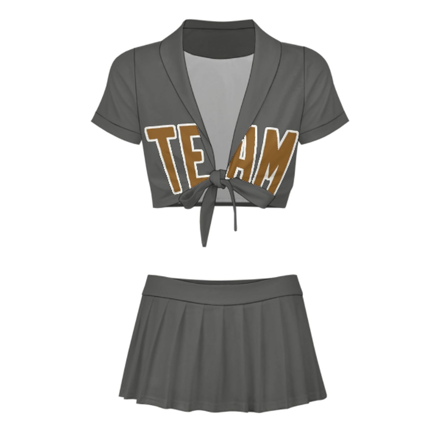 Maßgeschneidertes Dunkelgrau Khaki Cheerleader Outfit Set