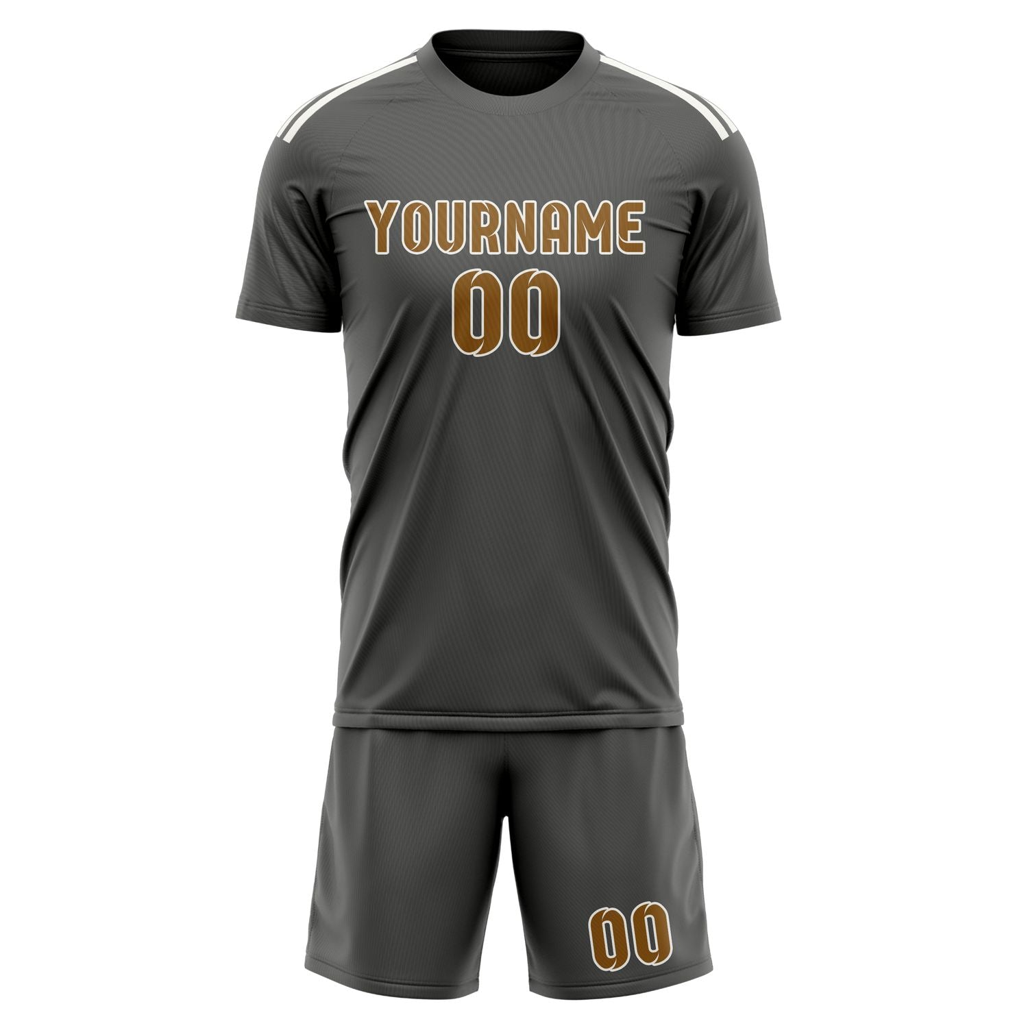 Maßgeschneidertes Professionelles Dunkelgrau Khaki Fußballtrikot-Set