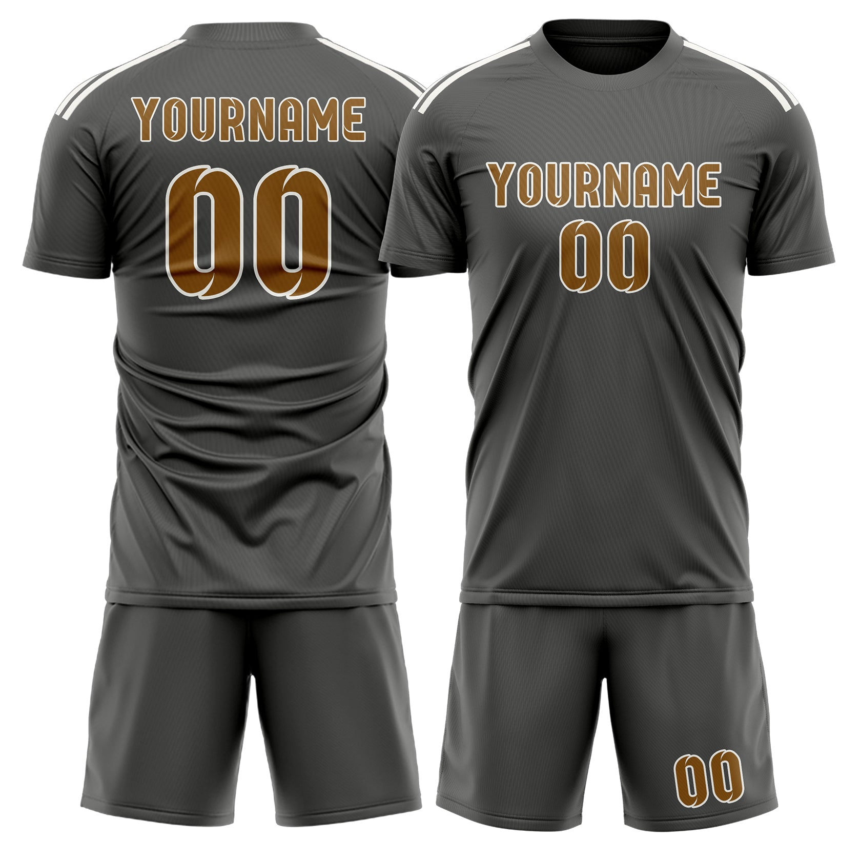 Maßgeschneidertes Professionelles Dunkelgrau Khaki Fußballtrikot-Set