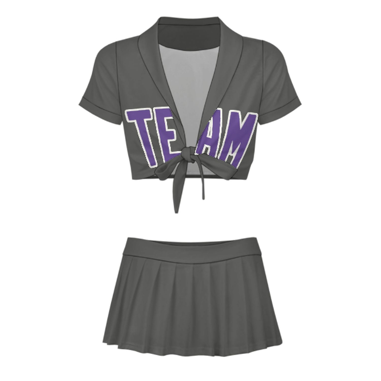 Maßgeschneidertes Dunkelgrau Lavendel Cheerleader Outfit Set