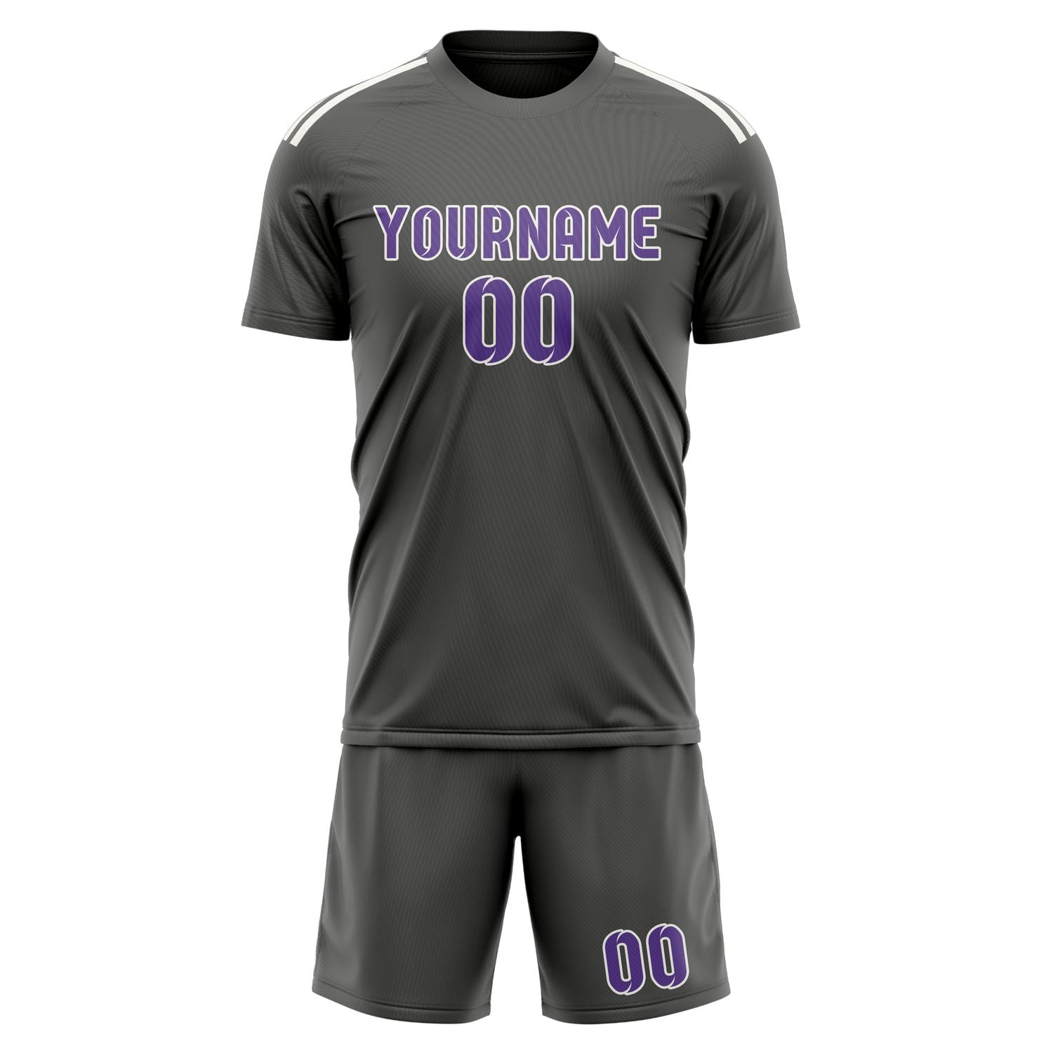 Maßgeschneidertes Professionelles Dunkelgrau Lavendel Fußballtrikot-Set