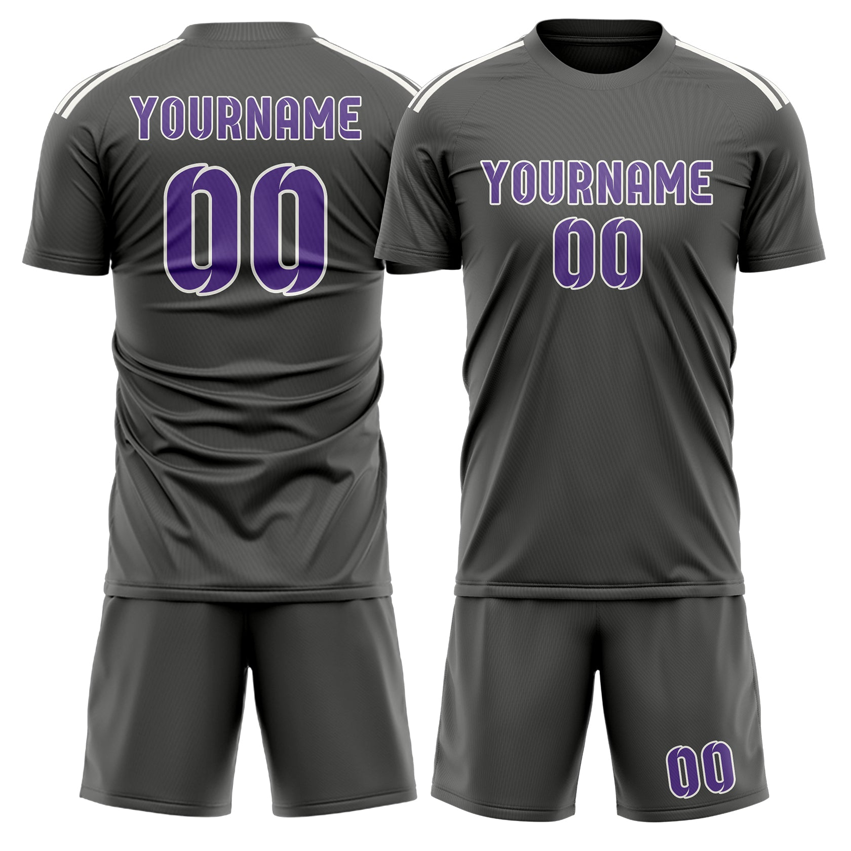 Maßgeschneidertes Professionelles Dunkelgrau Lavendel Fußballtrikot-Set
