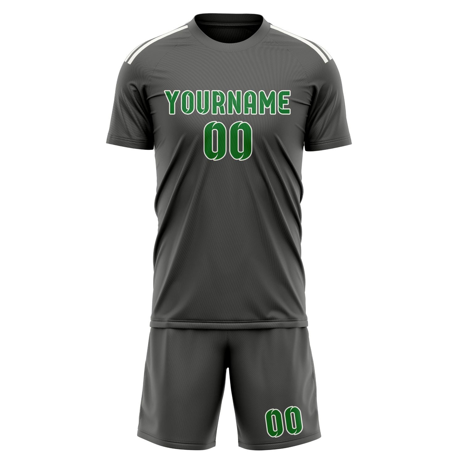 Maßgeschneidertes Professionelles Dunkelgrau Smaragdgrün Fußballtrikot-Set
