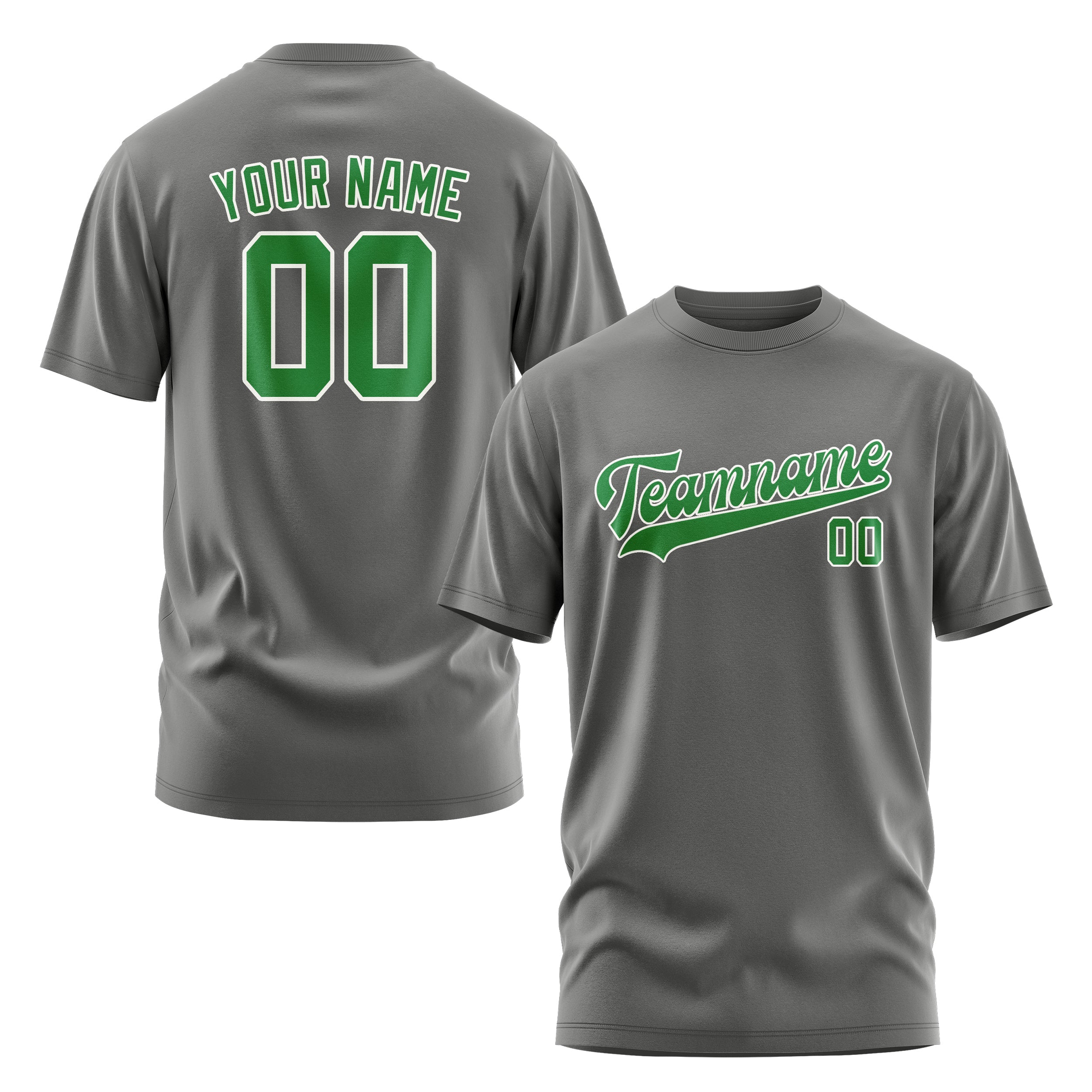Maßgeschneidertes Dunkelgrau Smaragdgrün T-Shirt