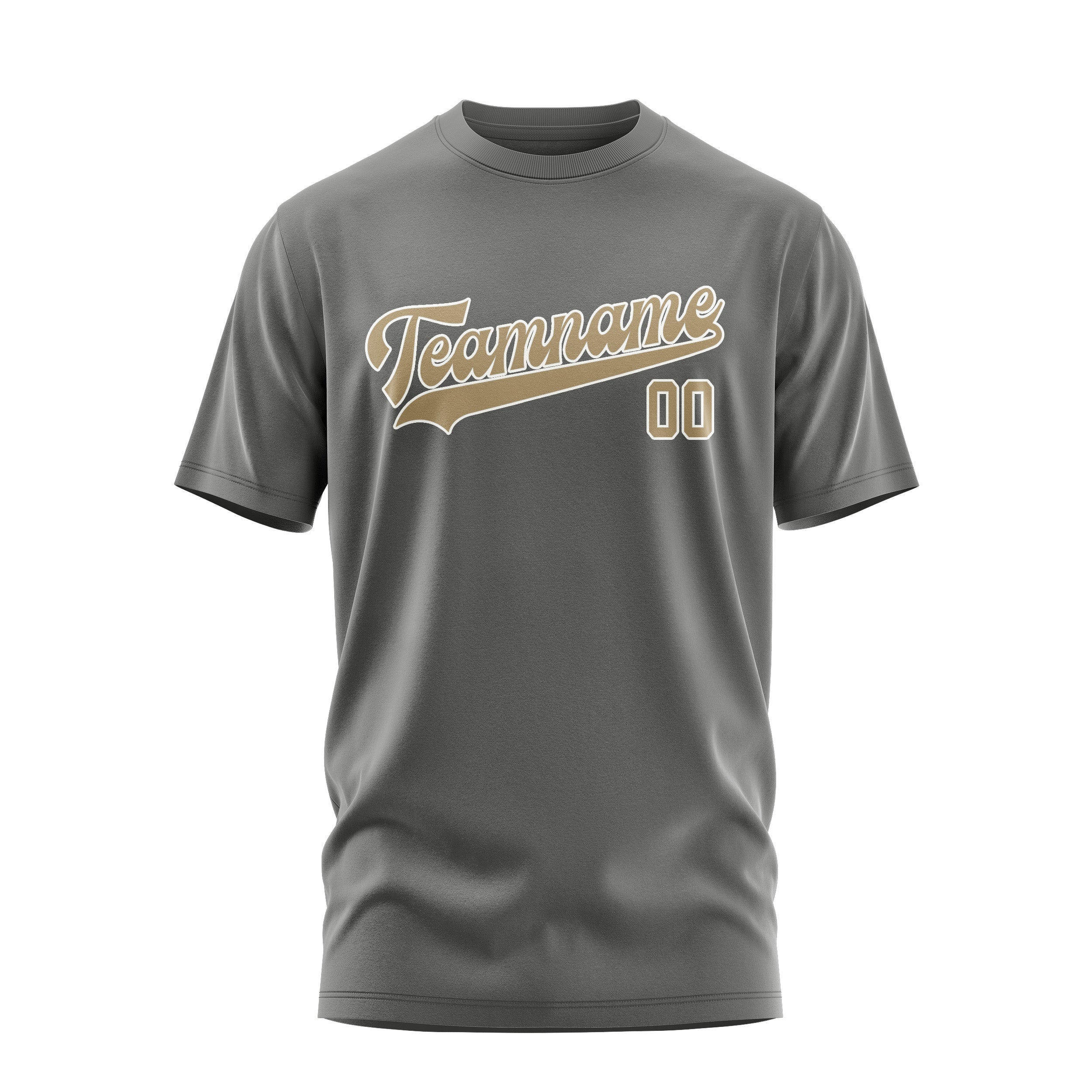 Maßgeschneidertes Dunkelgrau Hellkhaki T-Shirt